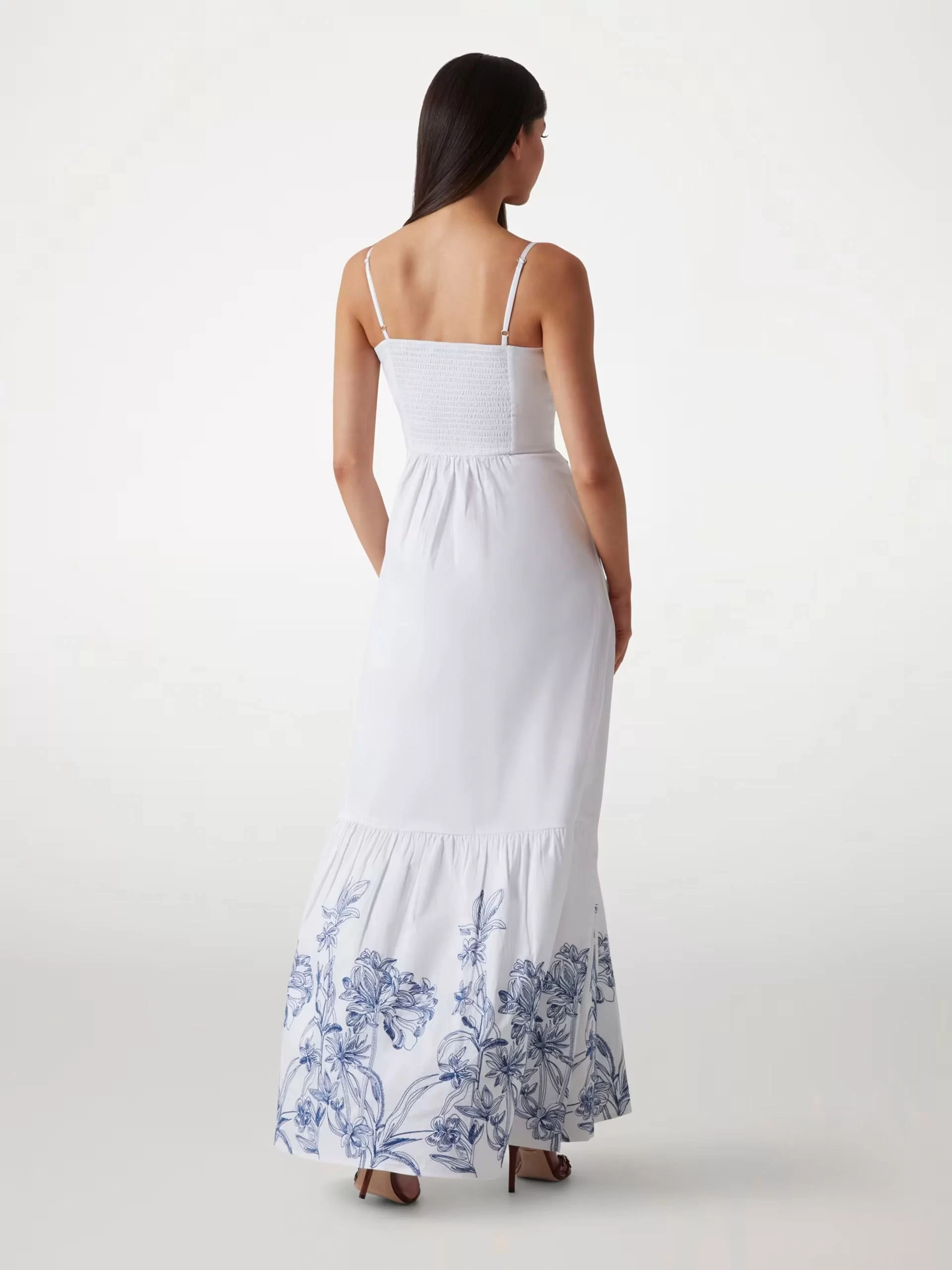 Guess Blanche Place Embro Long Dress Kadın Beyaz Elbise W5GK26WH580-G011