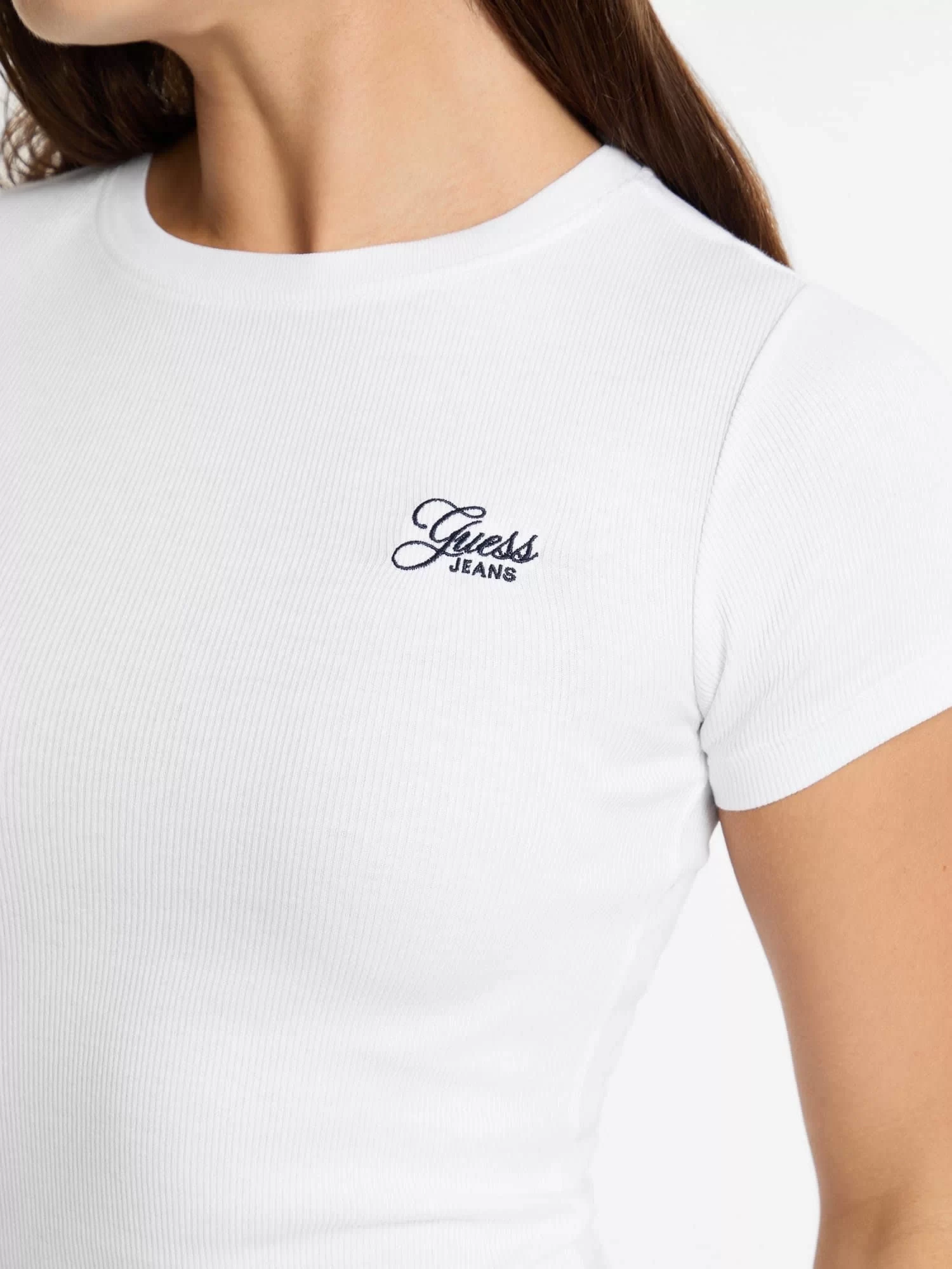Guess jeans Gj Ss Cn Embro Slım Top Kadın Beyaz T-Shirt W5GP62KA0H1-G011