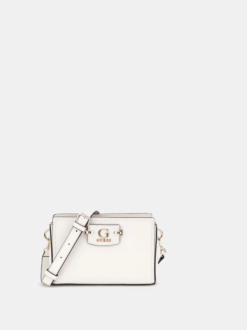 Guess Nastra Mını Crossbody Top Zıp Kadın Beyaz Mini Çanta HWBG9637720-OFF