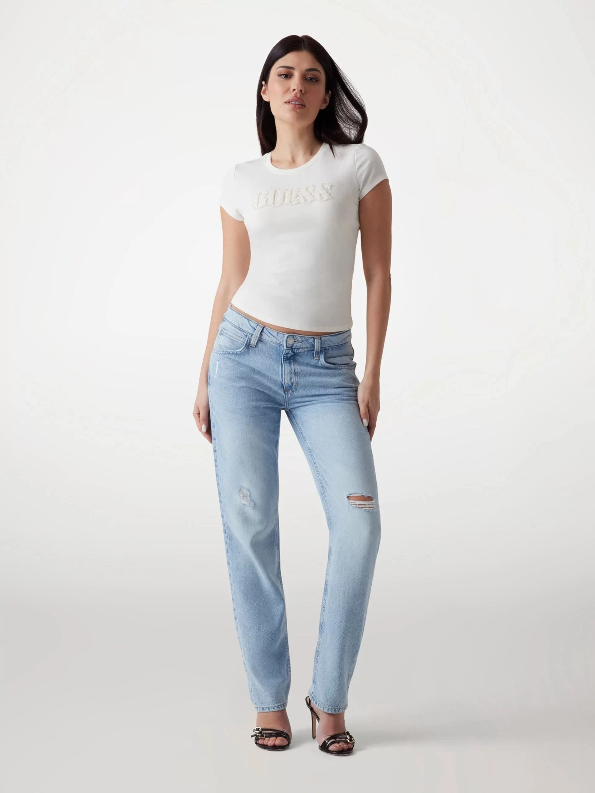 Guess Ss Pony Haır Logo R5 Tee Kadın Beyaz T-Shirt W5GI42J1314-G012