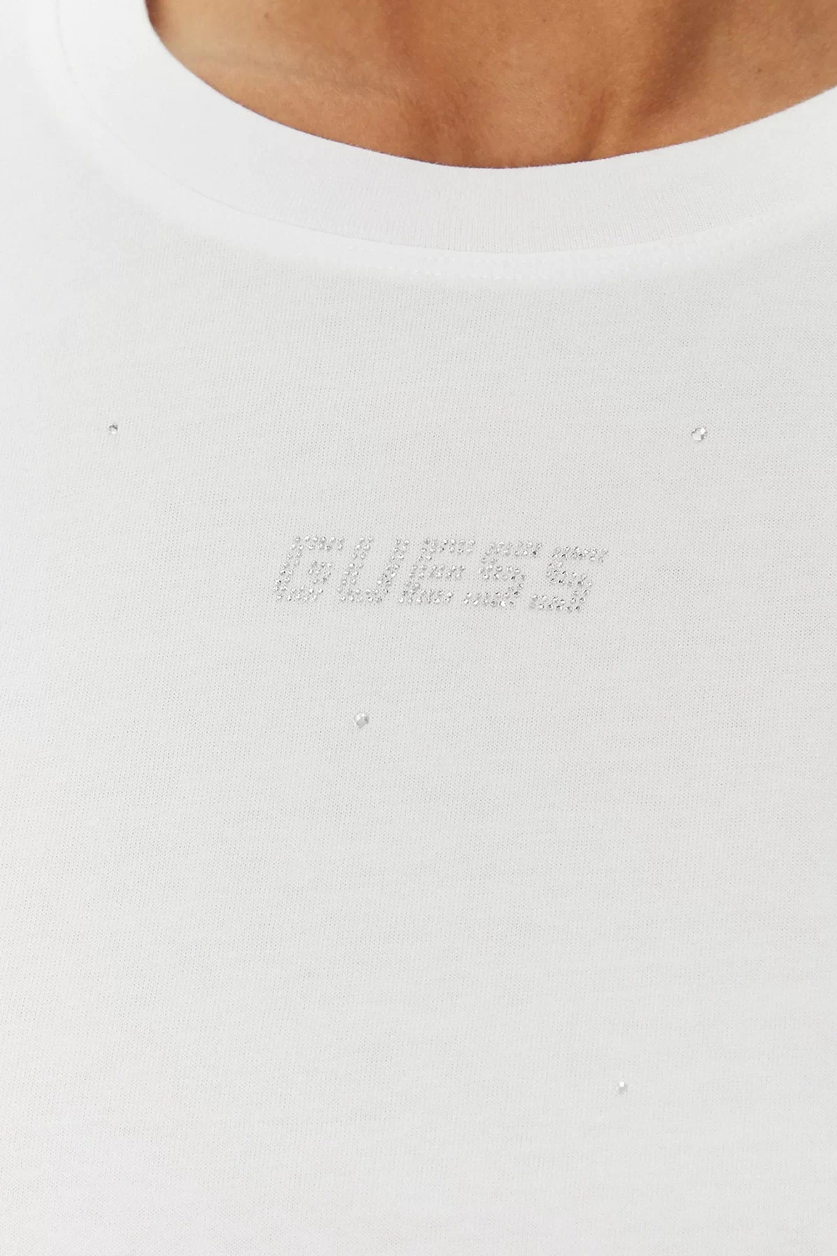 Guess Prımula Rhınestones Boxy Tee Kadın Beyaz T-Shirt V5GI00I3Z14-G011