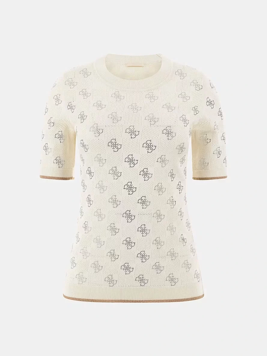 Guess Rosıe 4G Rn Ss Swtr Kadın Beyaz T-Shirt W5GR20Z3D60-G012