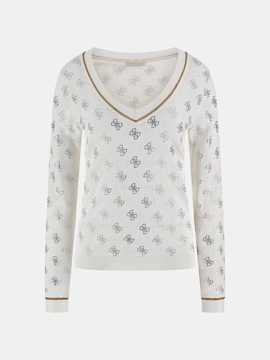 Guess Rosıe 4G Vn Ls Swtr Kadın Beyaz Kazak W5GR07Z3D60-G012