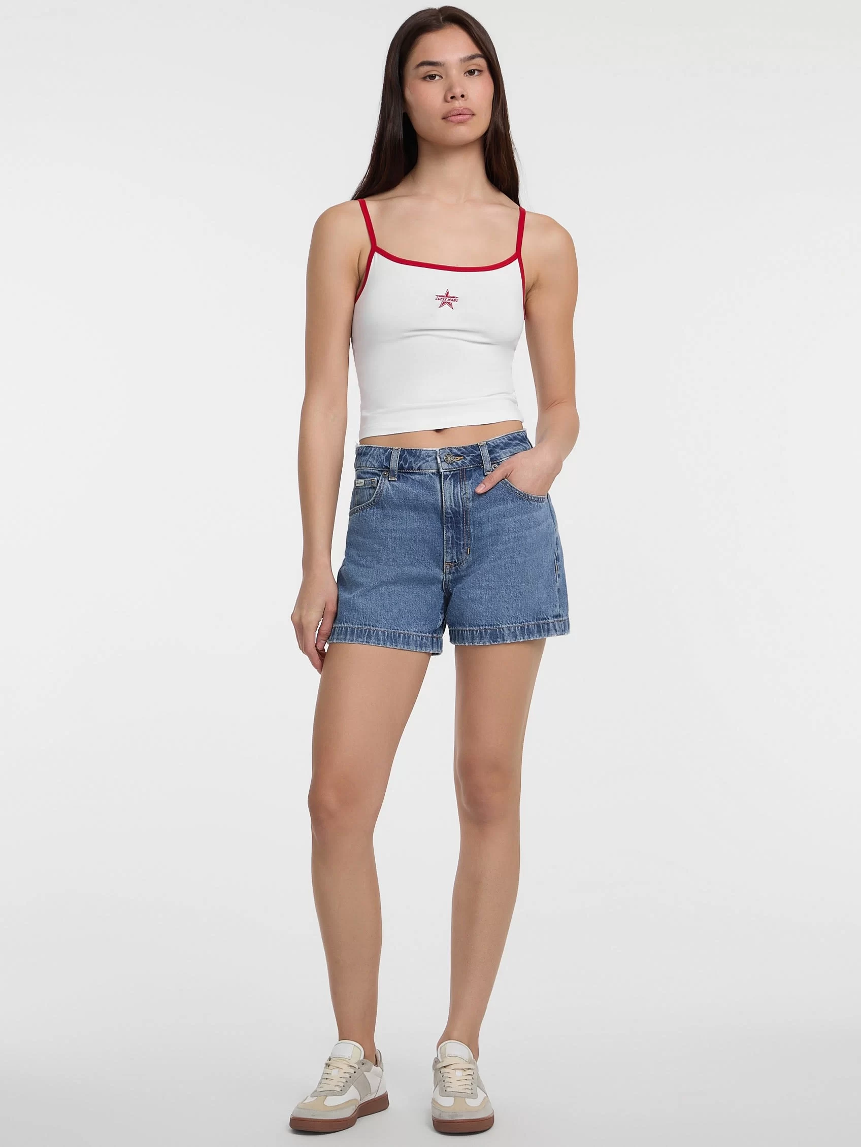 Guess jeans Gj Emb Star Tank Top Kadın Beyaz Atlet W5GP37J1314-G011
