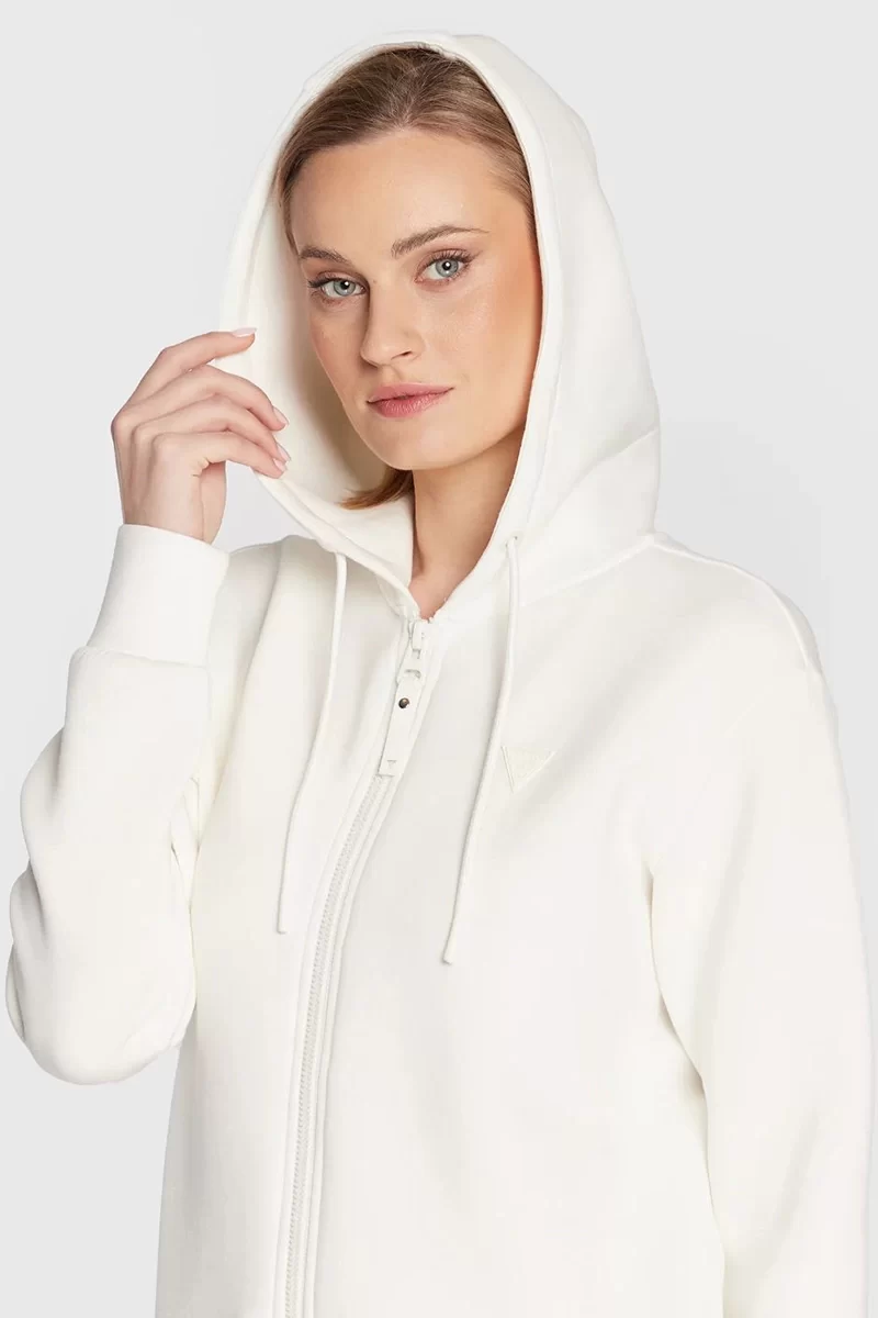 Guess Allıe Scuba Hoodıe Zıp Sweatsh Kadın Beyaz Eşofman Üstü V3RQ11K7UW2-G6K5