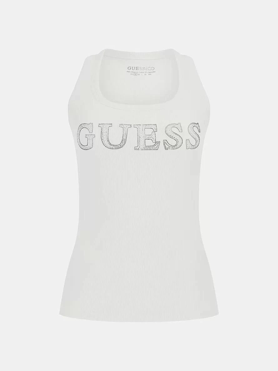 Guess Sl Embellıshed Logo  Tank Top Kadın Beyaz Atlet W5GP29KA0H1-G011