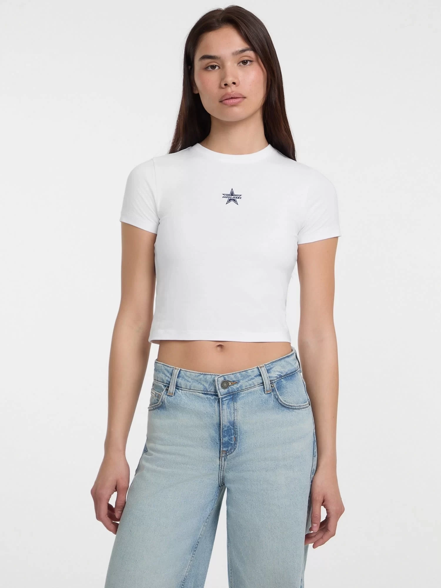 Guess jeans Gj Ss Cn Baby Emb Star Tee Kadın Beyaz T-Shirt W5GI38J1314-G011