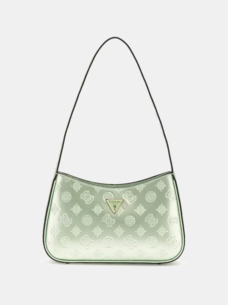 Guess Kadın Yeşil Arnela Üstten Fermuarlı Omuz Çantası