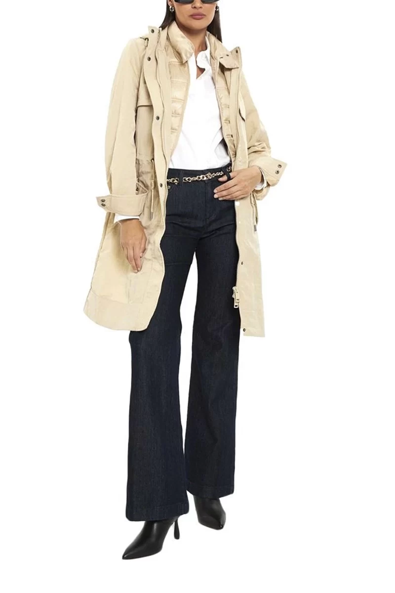 Guess Natasha Parka Detachable Vest Kadın Krem Trençkot W4YL24WGAW2-G1L7
