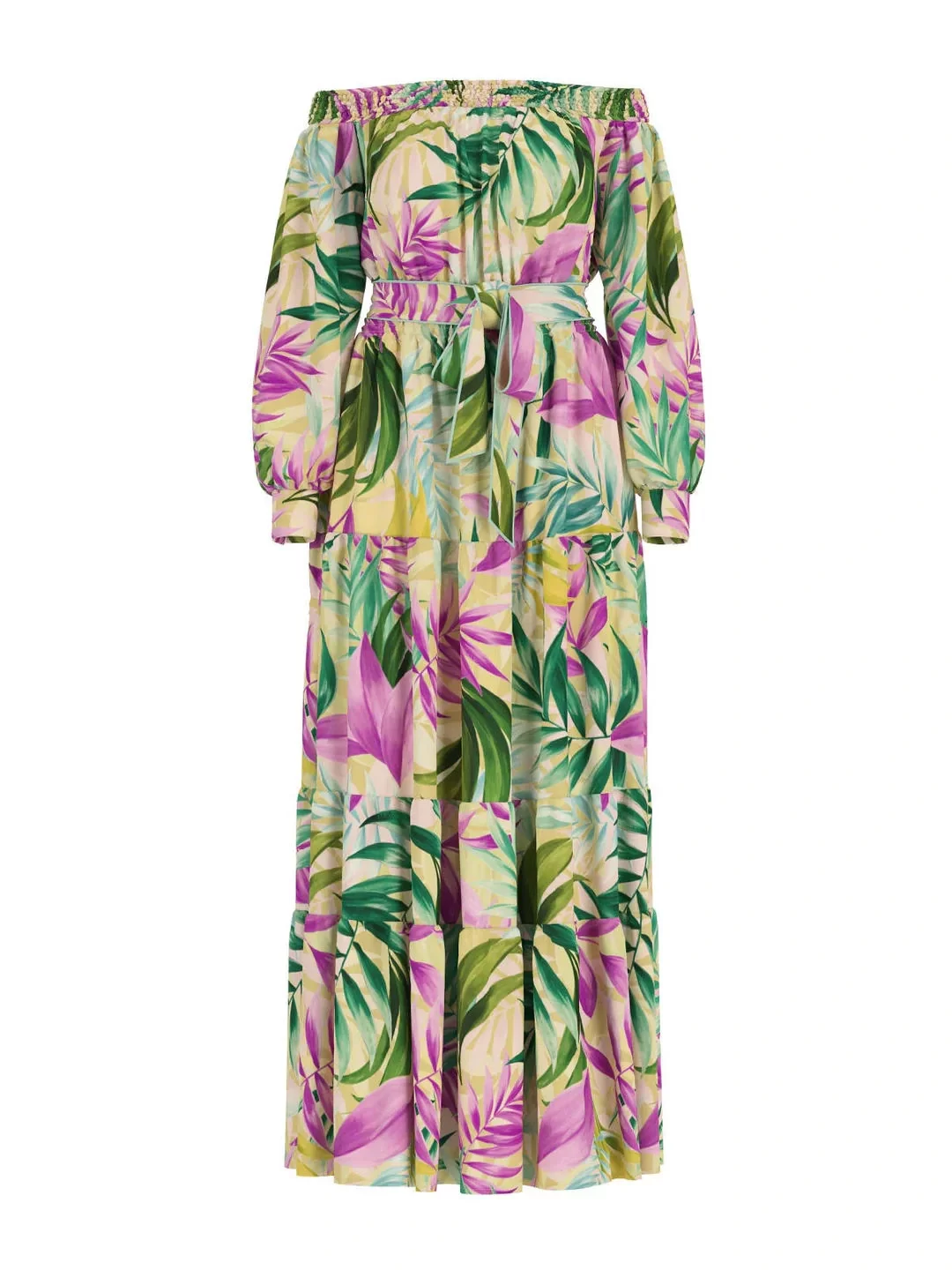 Guess Josee Off Shoulder Long Dress Kadın Çok Renkli Elbise W5GK16WH9Z2-P8FY