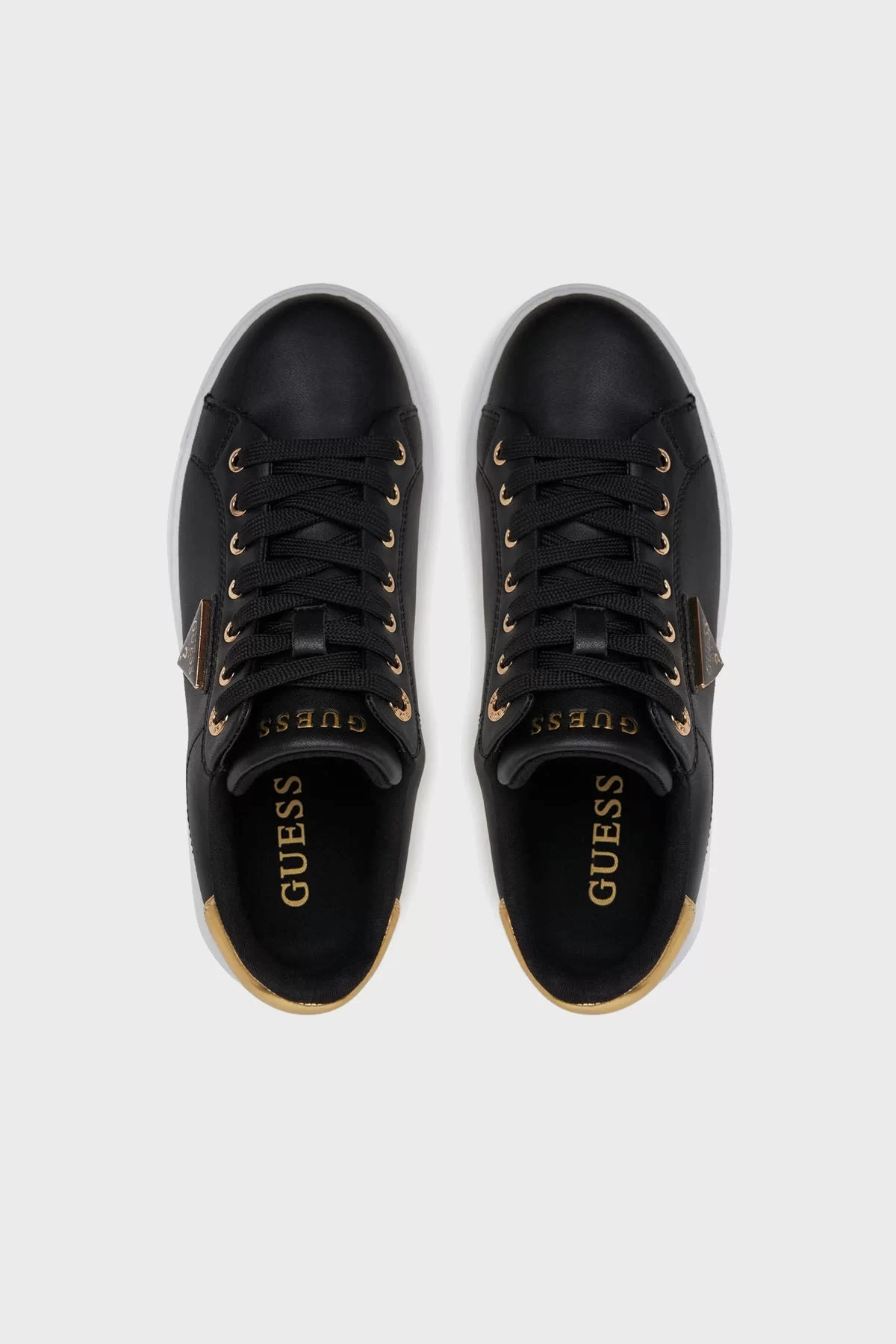 Guess Kadın Siyah Denesa Deri Logolu Kalın Taban Sneaker