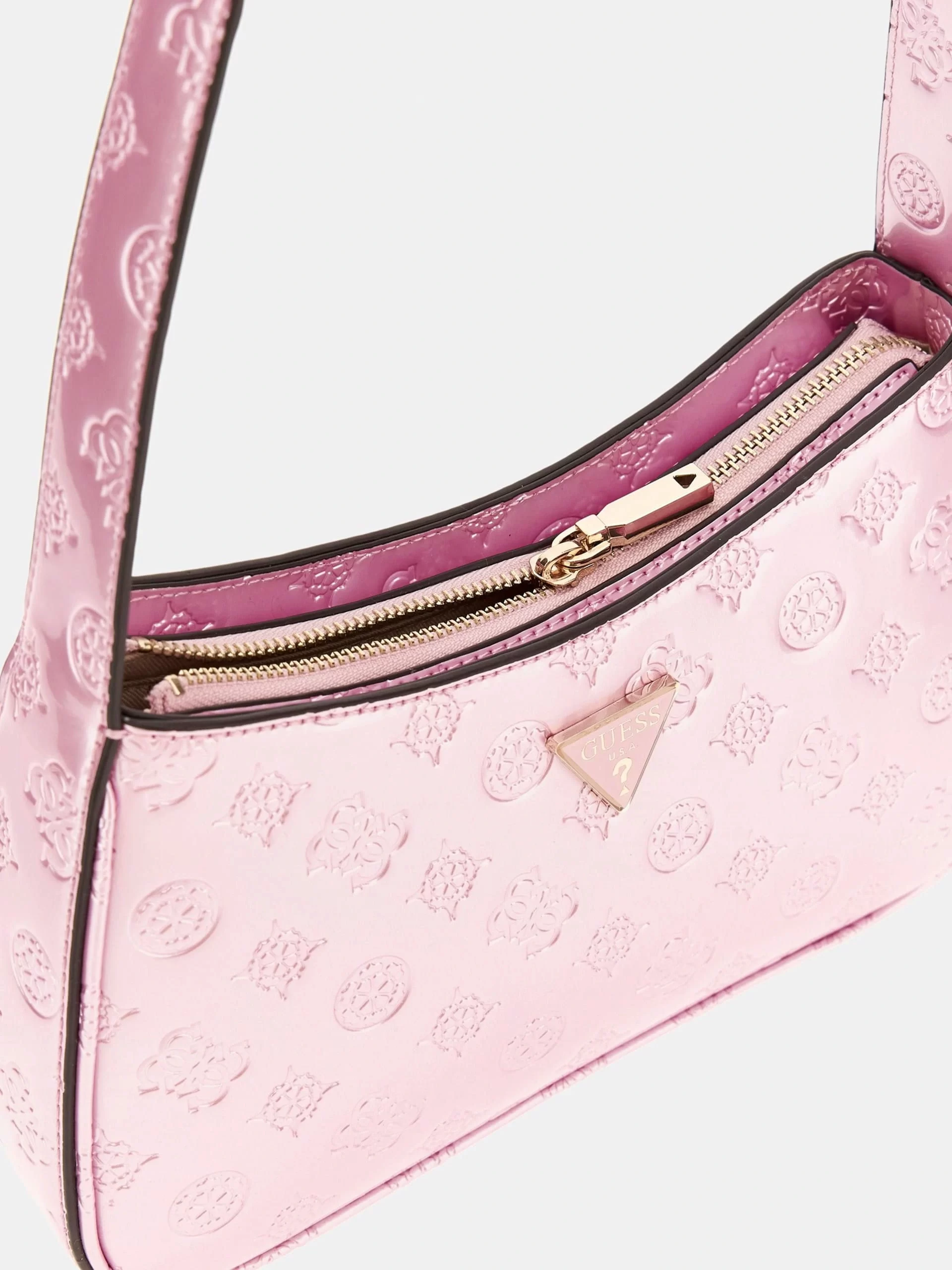 Guess Kadın Pembe Arnela Üstten Fermuarlı Omuz Çantası