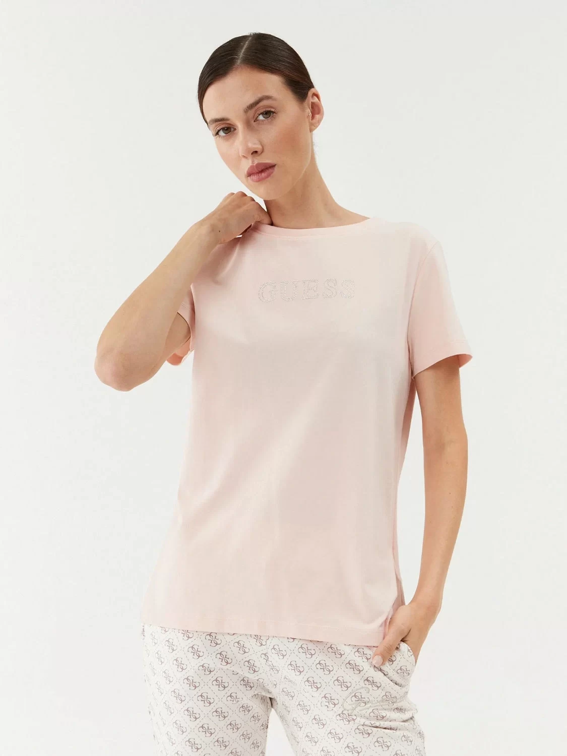 Guess Brıana Ss T-Shırt Kadın Ekru T-Shirt V3BI11J1314-A21G