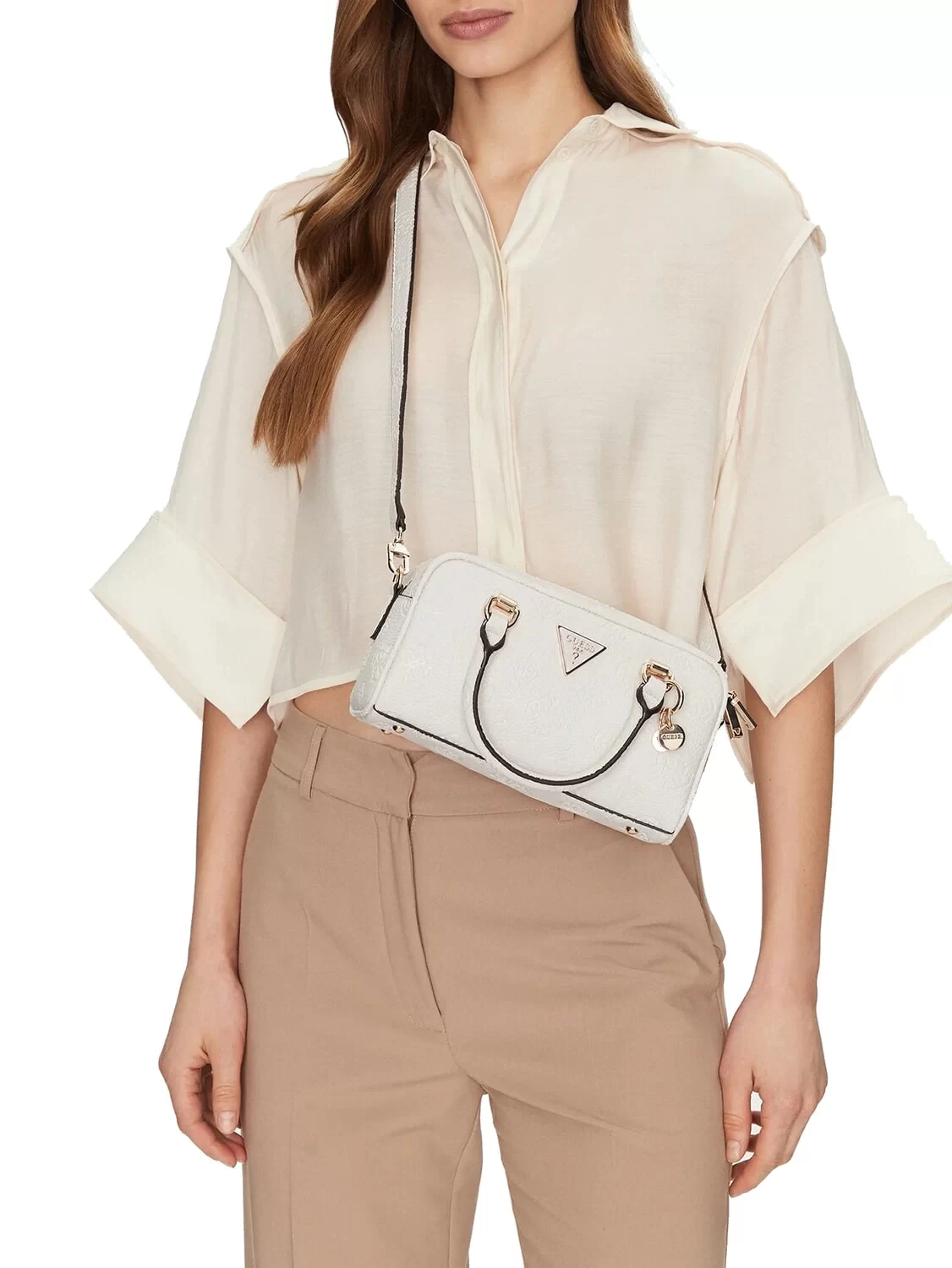 Guess Cresıdıa Small Satchel Kadın Beyaz El Çantası HWPG9349050-OFF