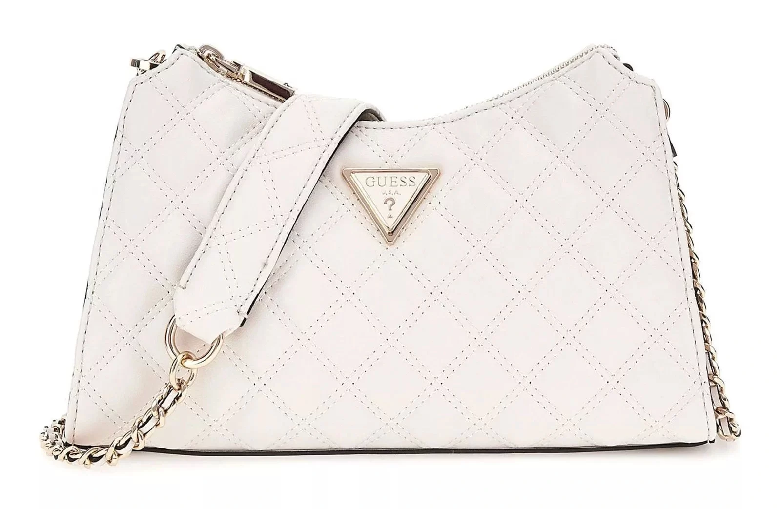 Guess Gıully Top Zıp Shoulder Bag Kadın Beyaz Omuz Çantası HWQG8748130-OFF