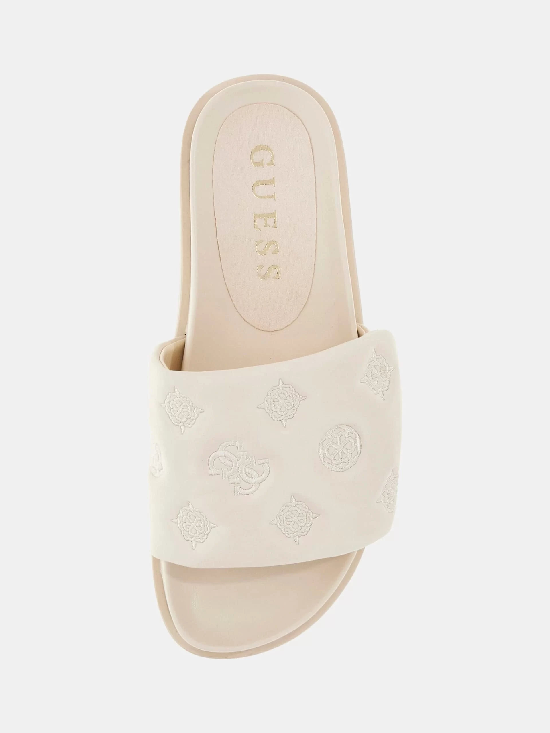 Guess Kadın Fabio 4G ve Peony Logolu Krem Terlik