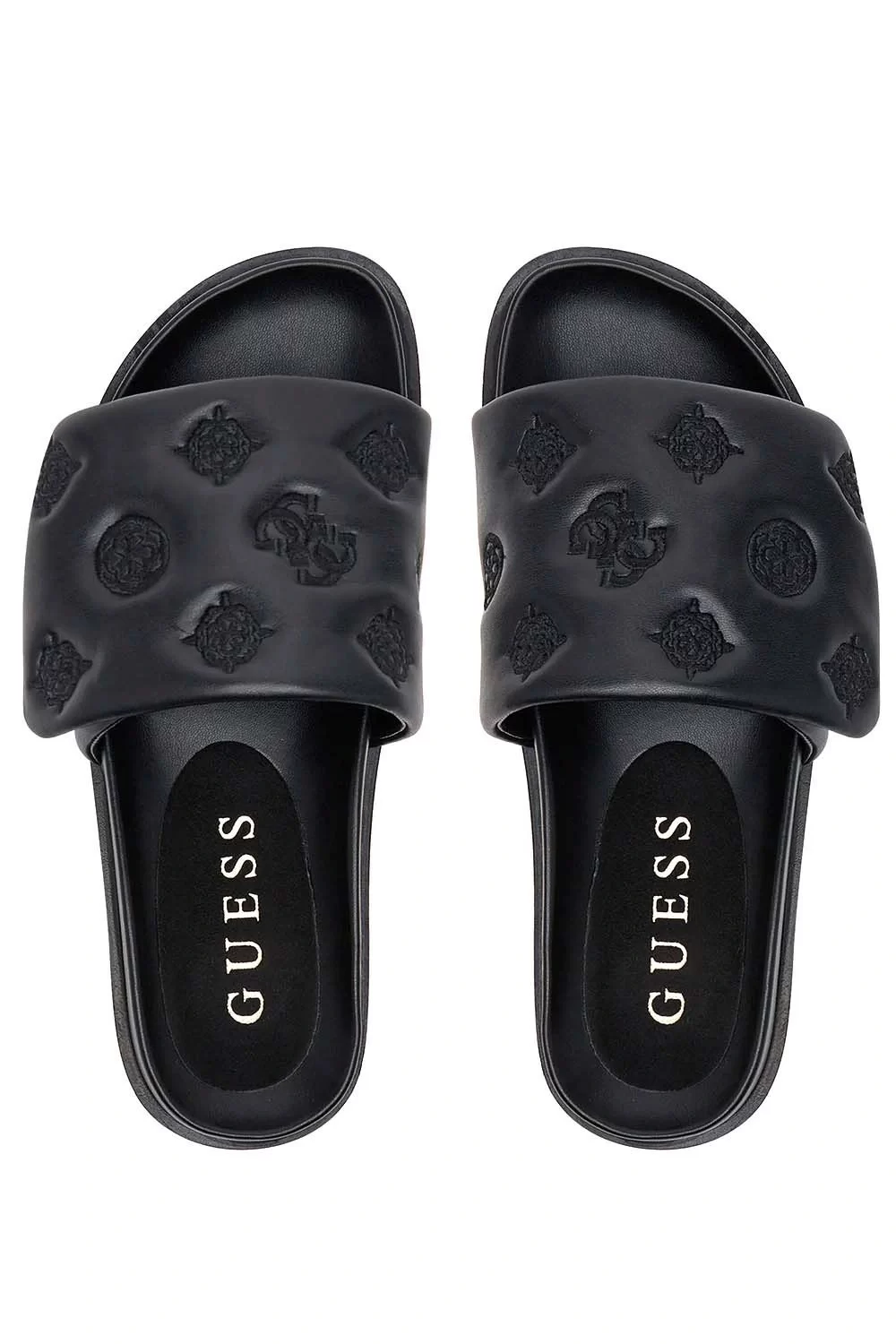 Guess Kadın Fabio 4G ve Peony Logolu Siyah Terlik