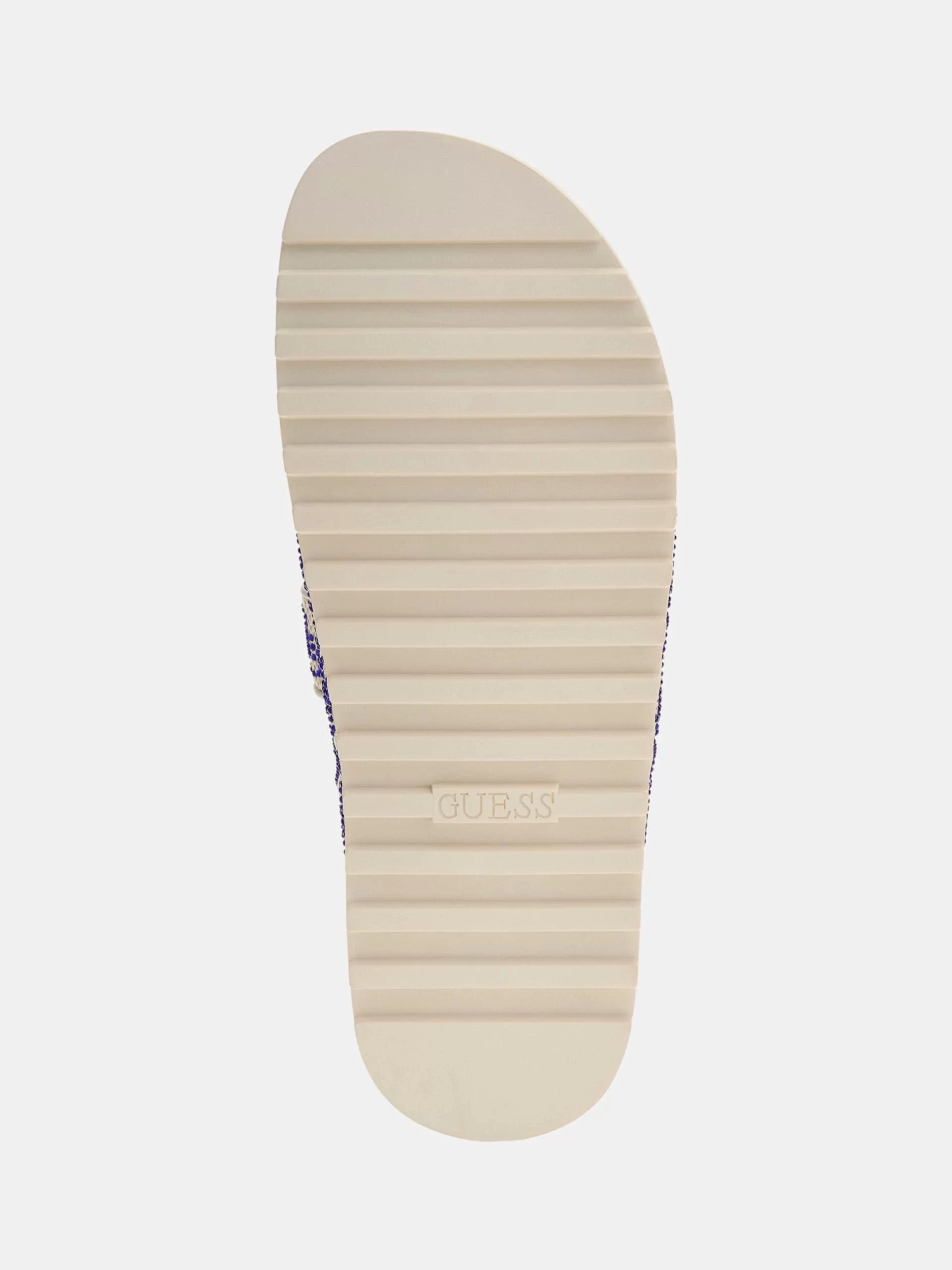 Guess Kadın Fadeliza Krem 4G Taşlı Cırt Cırtlı Terlik