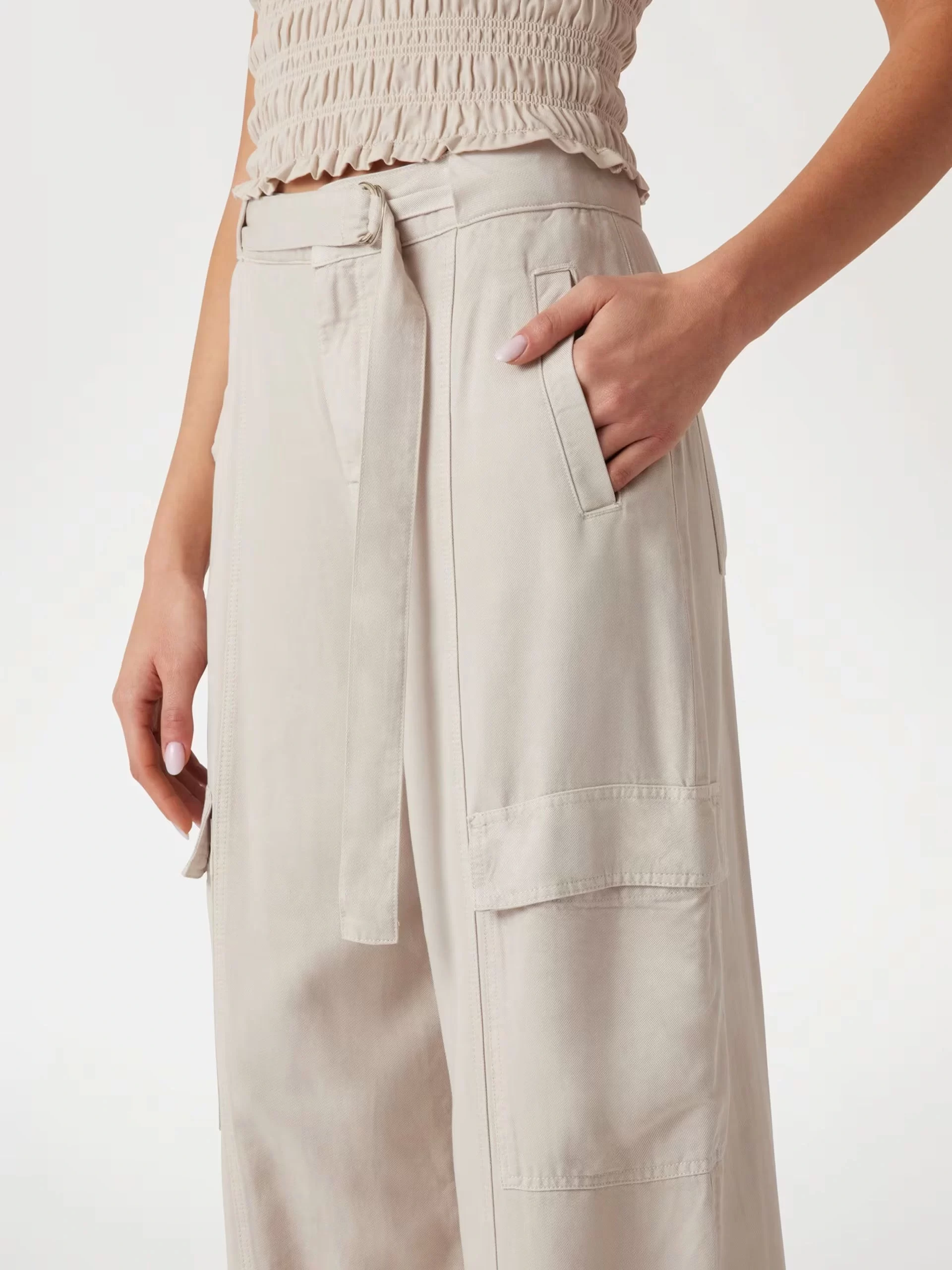 Guess Agatha Cargo Kadın Bej Pantolon W5GA1TWDP85-G9D0