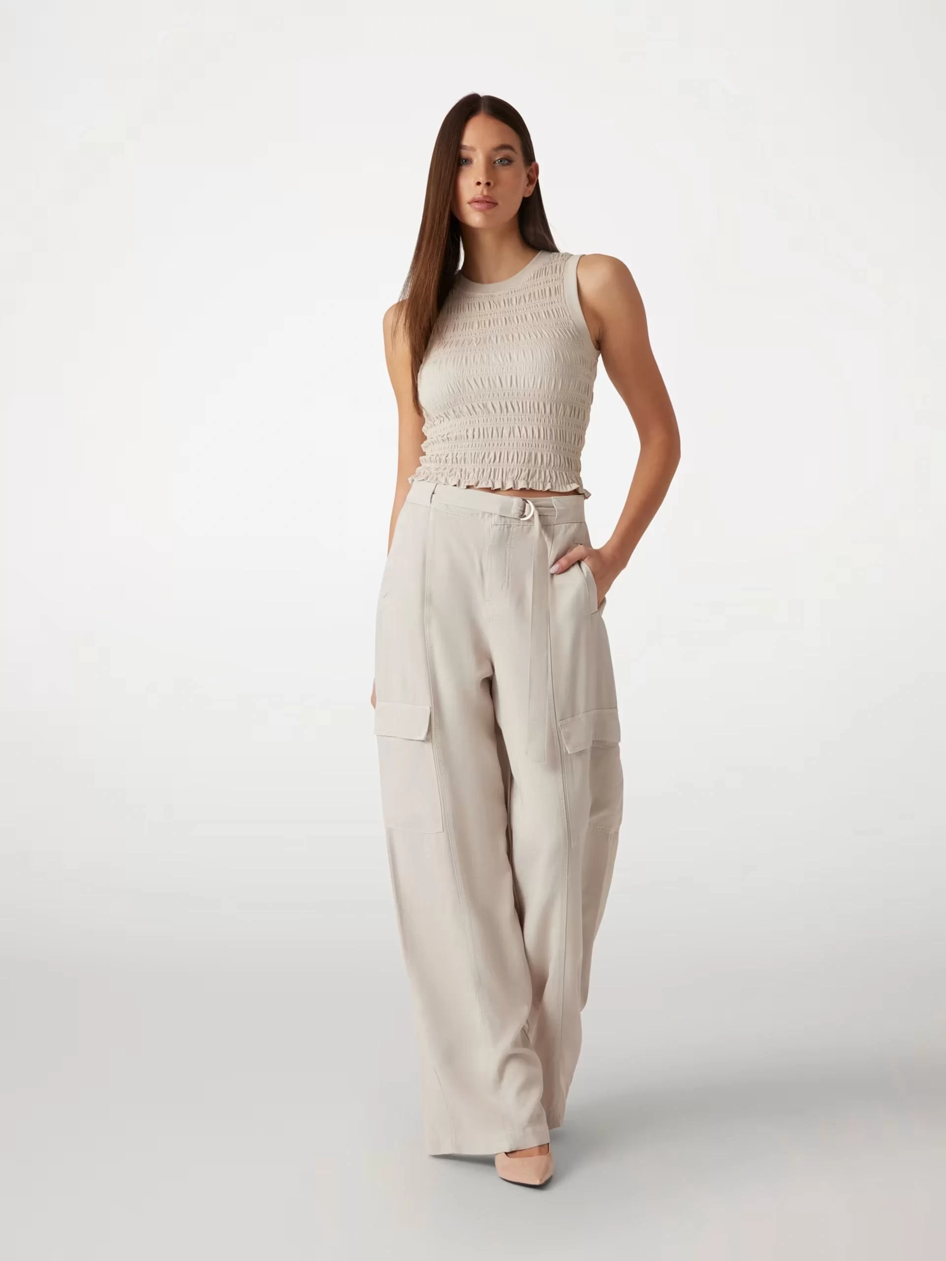 Guess Agatha Cargo Kadın Bej Pantolon W5GA1TWDP85-G9D0