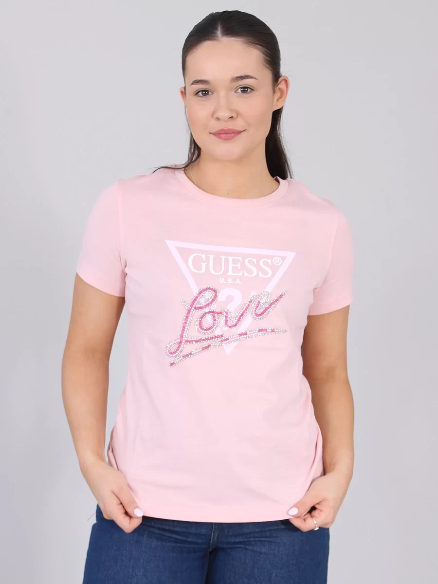Guess Cn Ss Love Trıangle Tee Kadın Pembe T-Shirt W5GI05I3Z14-G6J3