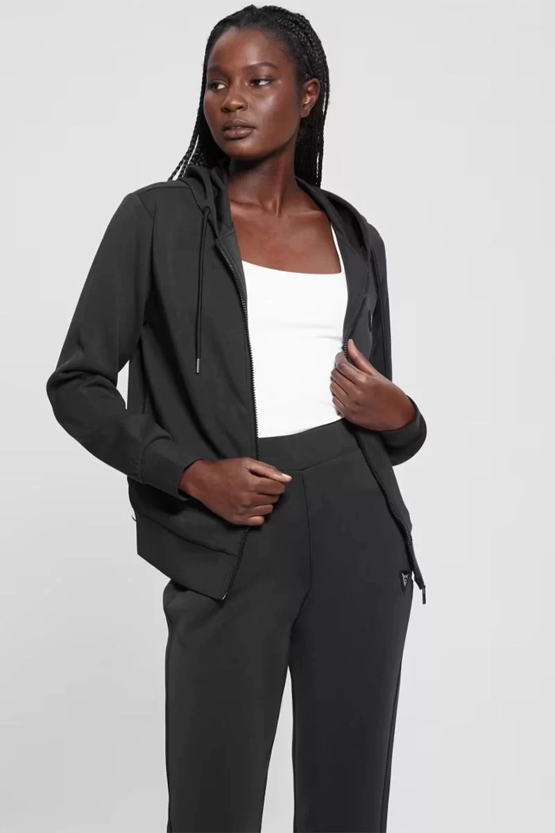Guess Olympe Full Zıp Hoodıe Sweatsh Kadın Siyah Eşofman Üstü V4YQ06KCAY2-JBLK