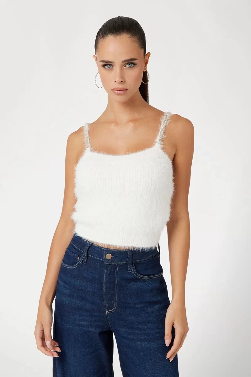 Guess Keyla Bralette Swtr Kadın Beyaz Atlet W4BR26Z3BH0-G012