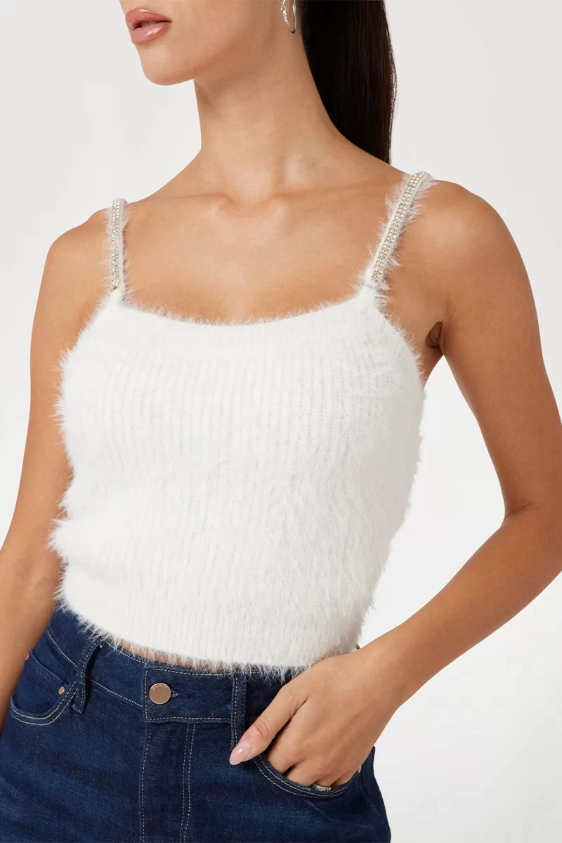 Guess Keyla Bralette Swtr Kadın Beyaz Atlet W4BR26Z3BH0-G012