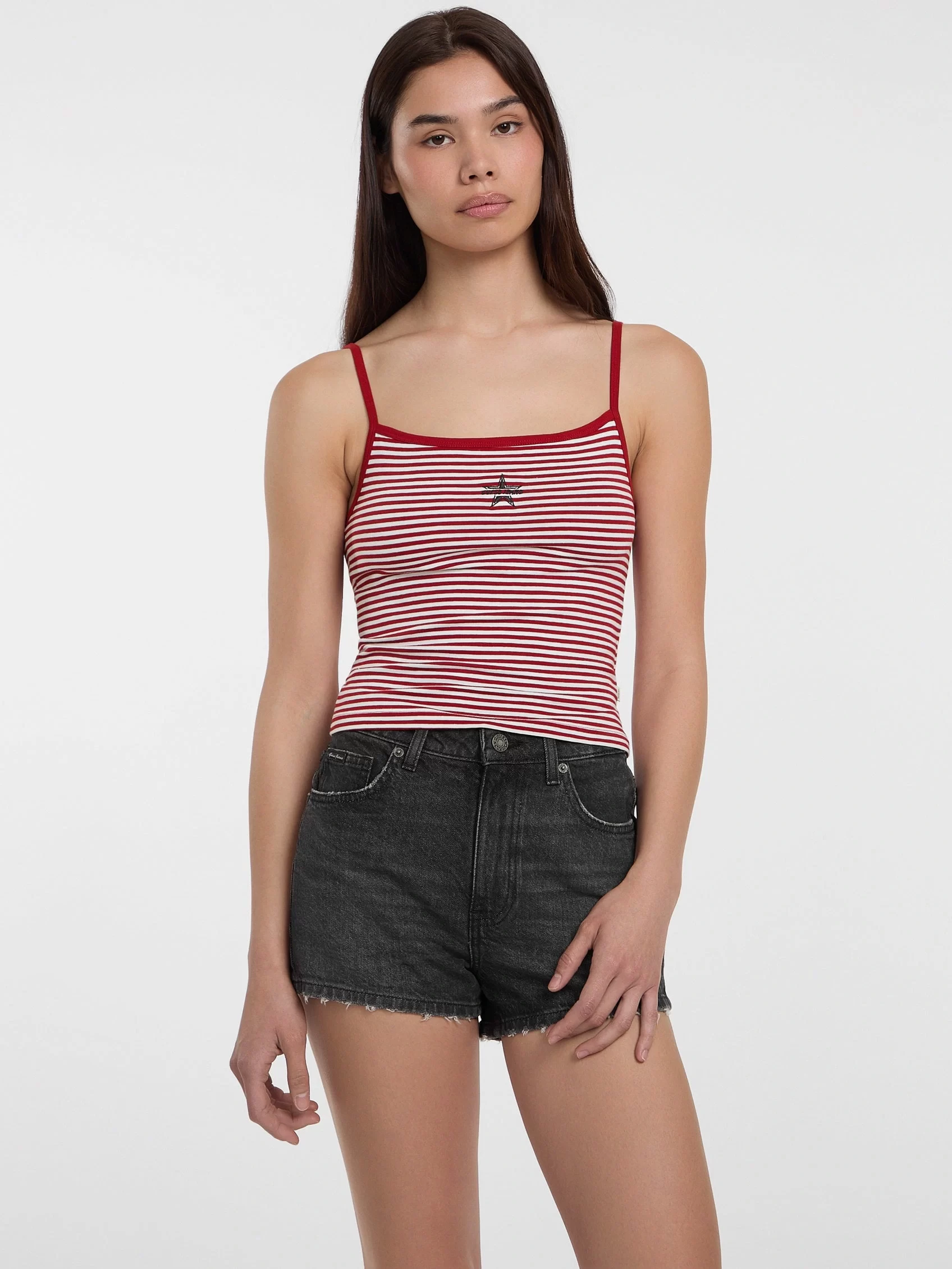 Guess jeans Gj Emb Star Tank Top Strıped Kadın Kırmızı Atlet W5GP35KCIE1-S51S