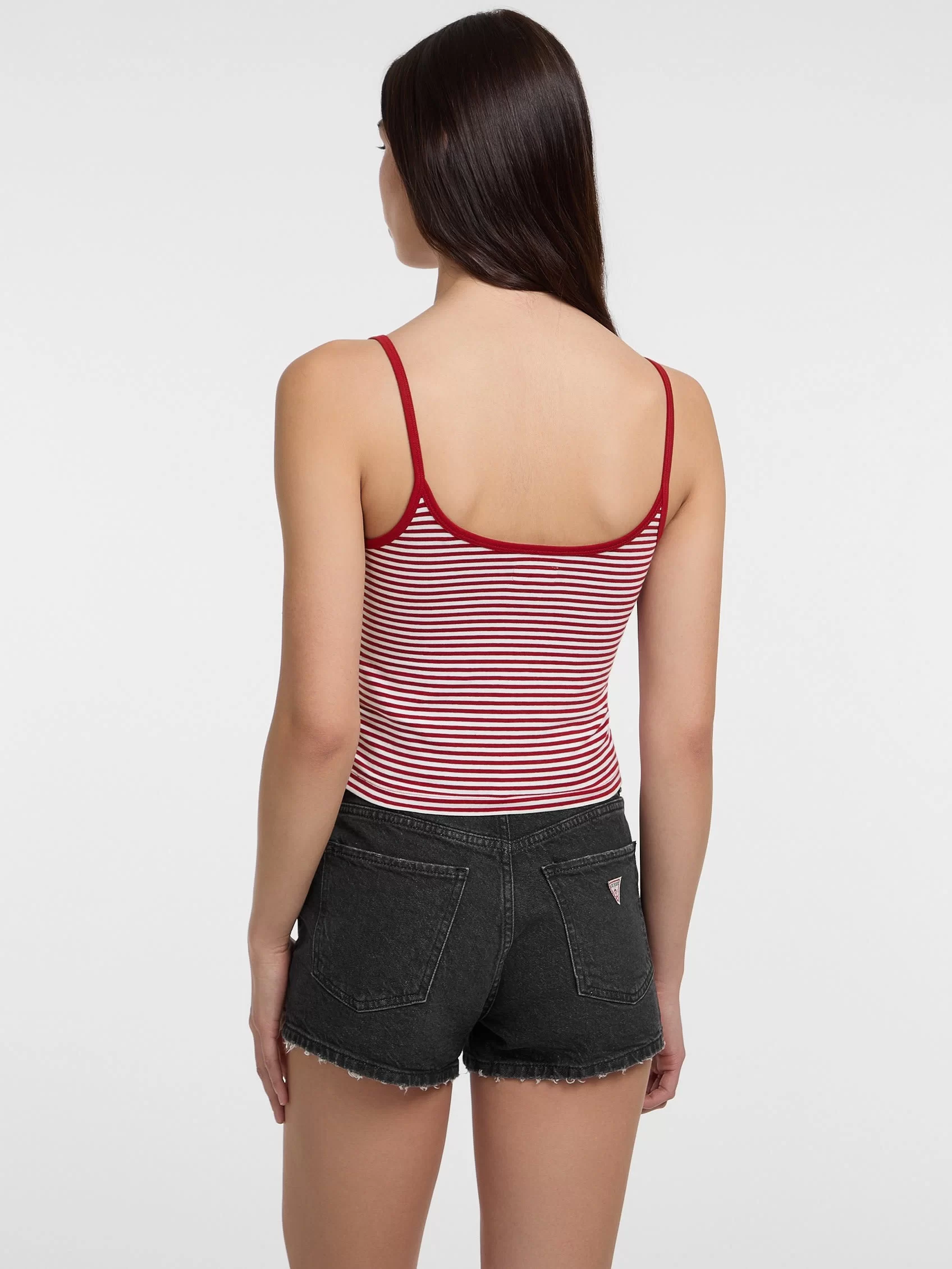 Guess jeans Gj Emb Star Tank Top Strıped Kadın Kırmızı Atlet W5GP35KCIE1-S51S