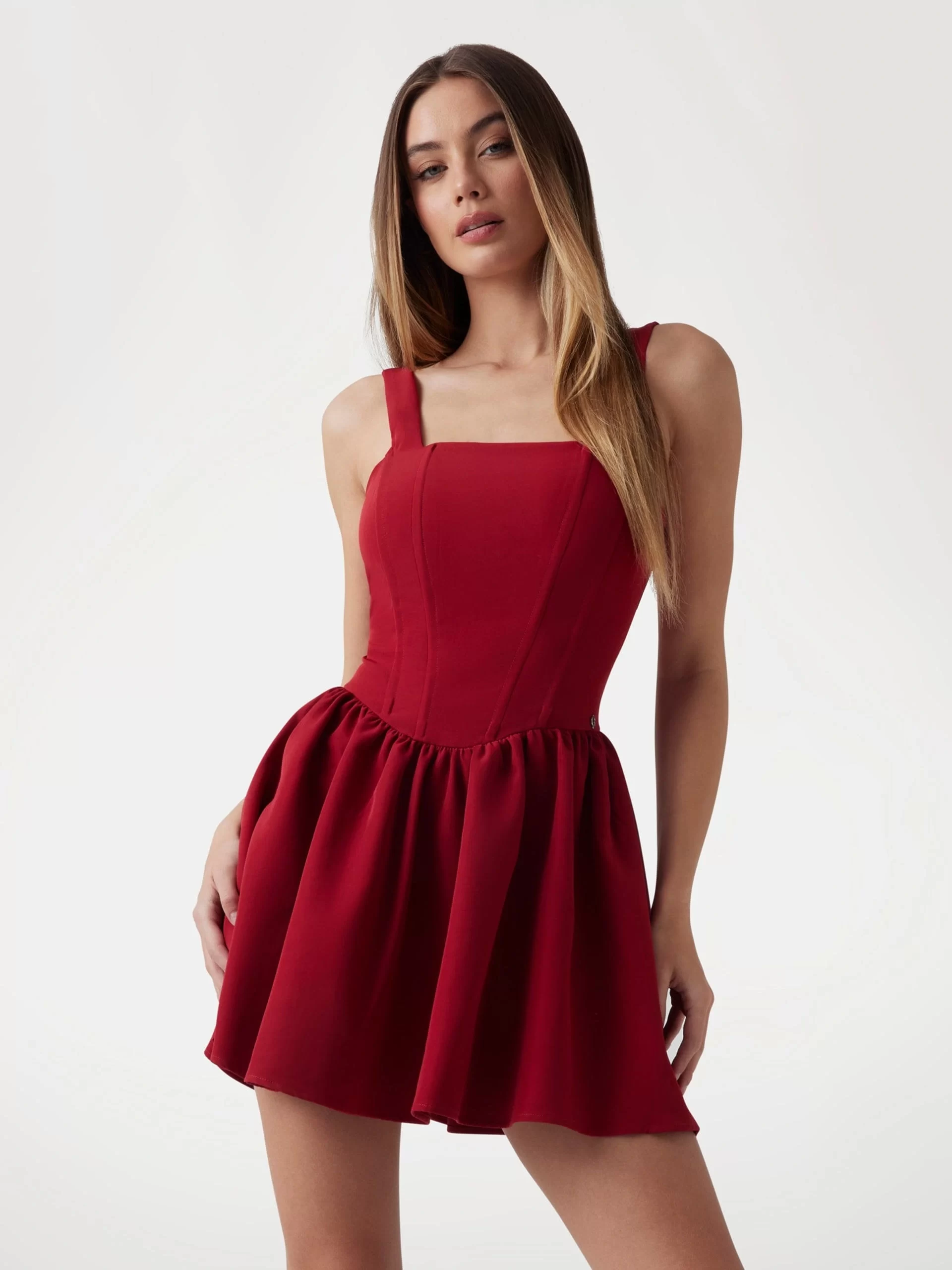Guess Kadın Kırmızı Fit and  flare kısa elbise