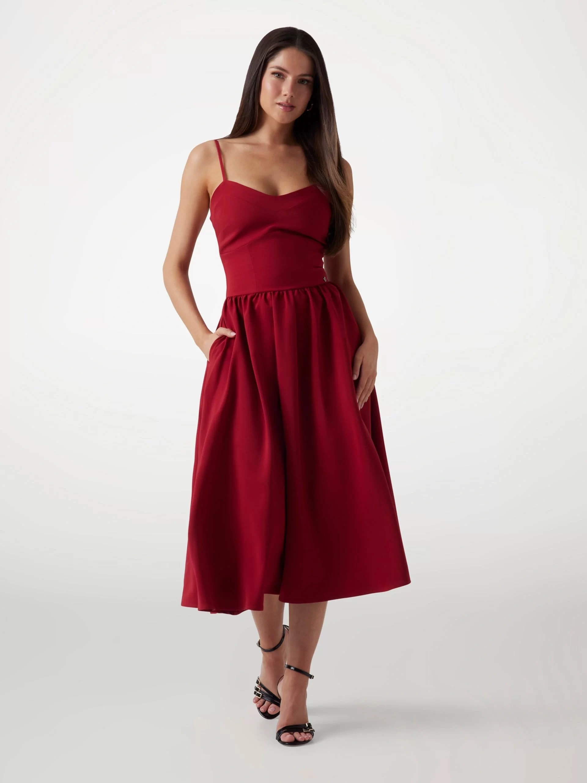 Guess Kadın Kırmızı Sophie Uzun Elbise