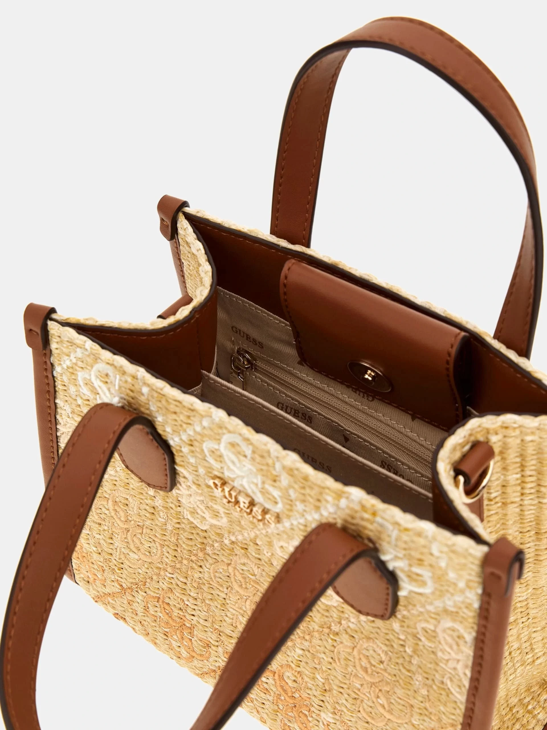 Guess Kadın Kahverengi Silvana İki Bölmeli Mini Tote Çanta