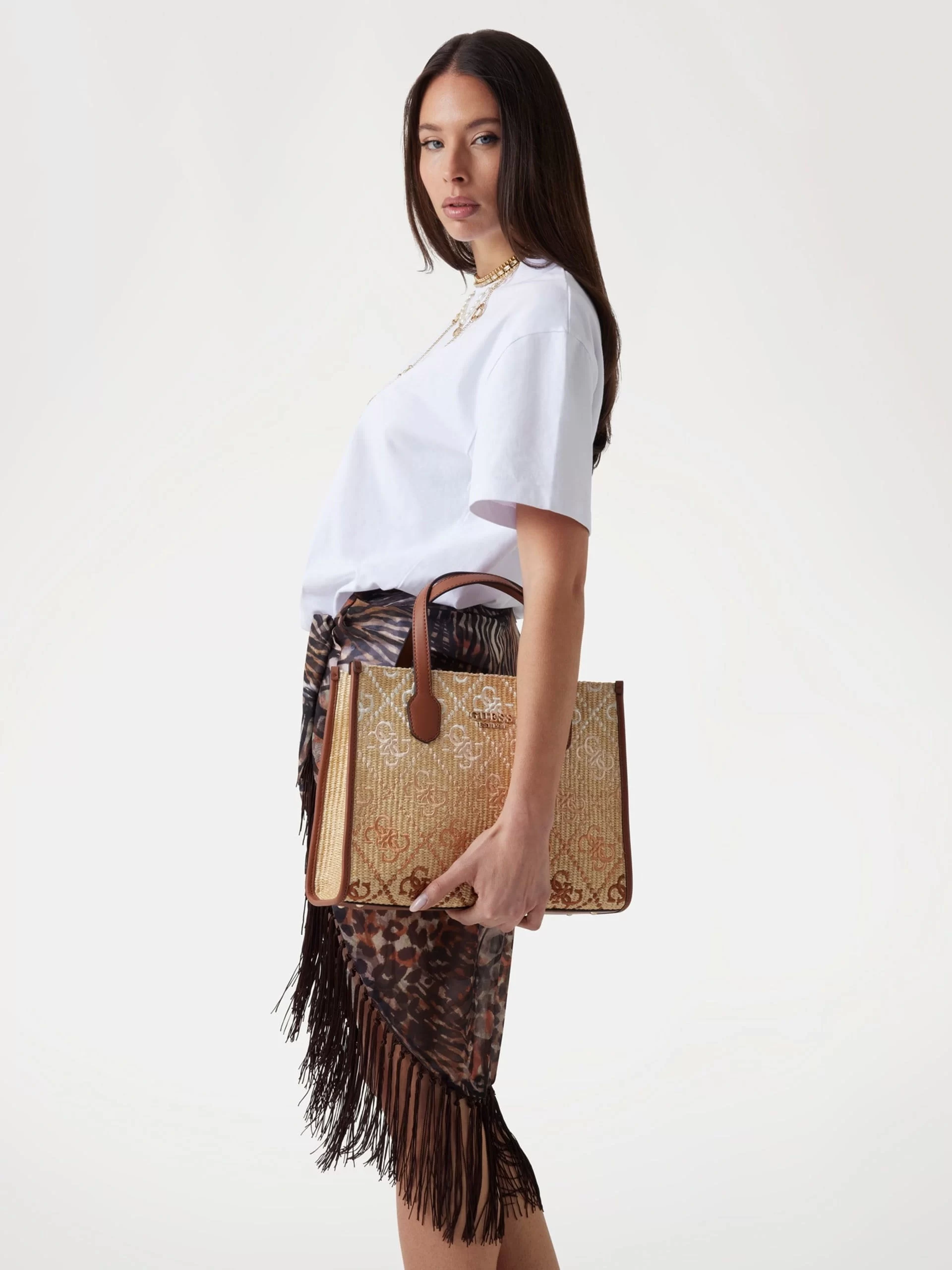 Guess Kadın Kahverengi Silvana İki Bölmeli Tote Çanta