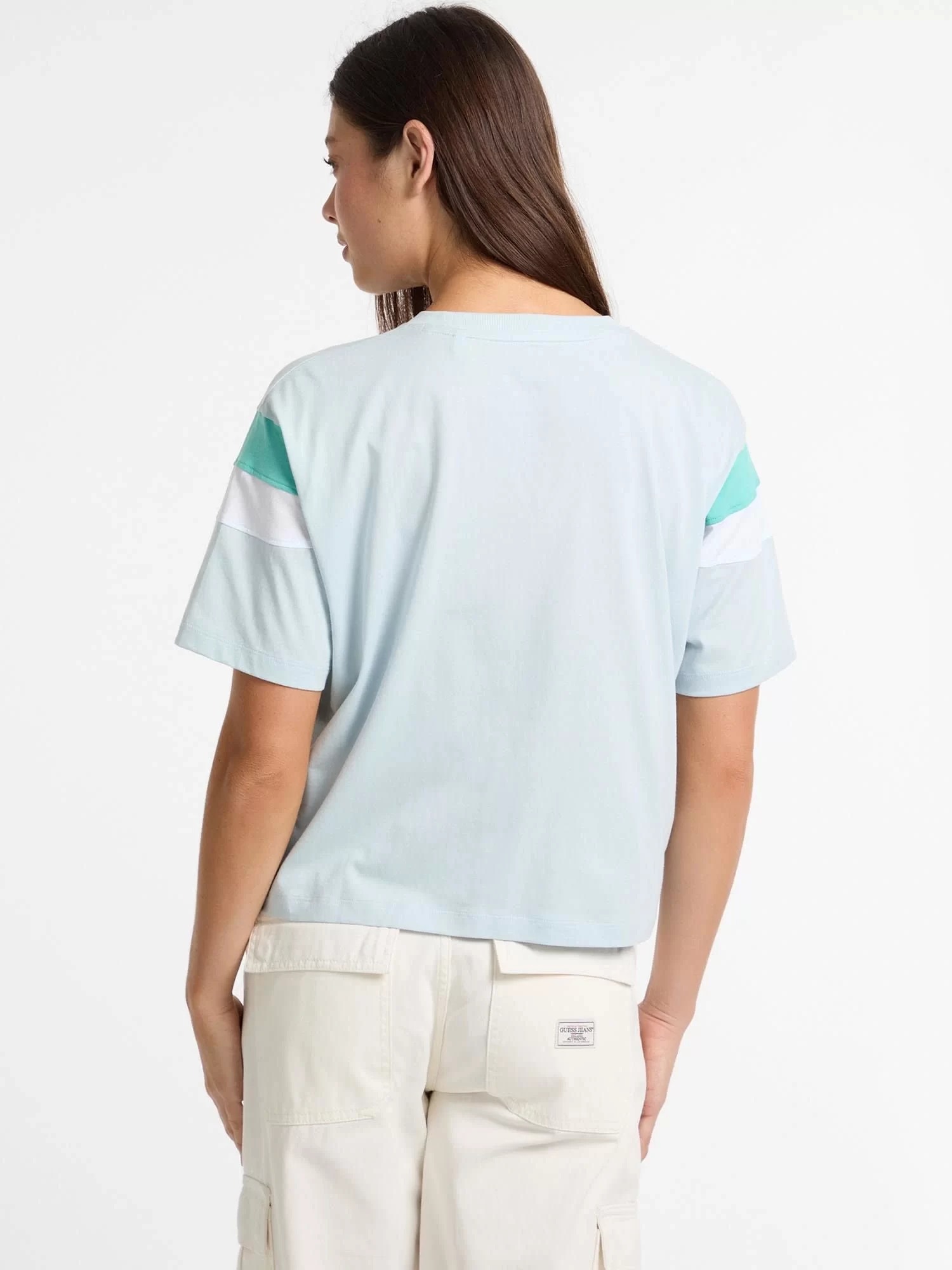 Guess jeans Gj Ss Cn Boxy Pıeced Tee Kadın Mavi T-Shirt W5GI21K8HM0-G7O7