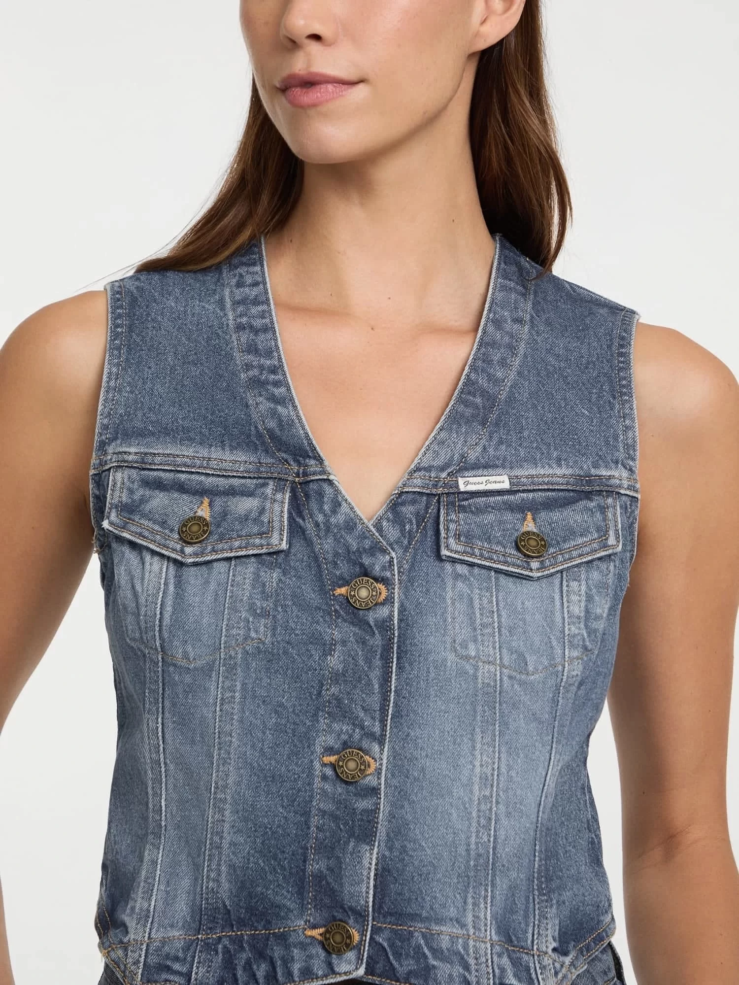 Guess jeans Gj Denım Vest Kadın Mavi Yelek W5GN74D5M46-GJUS