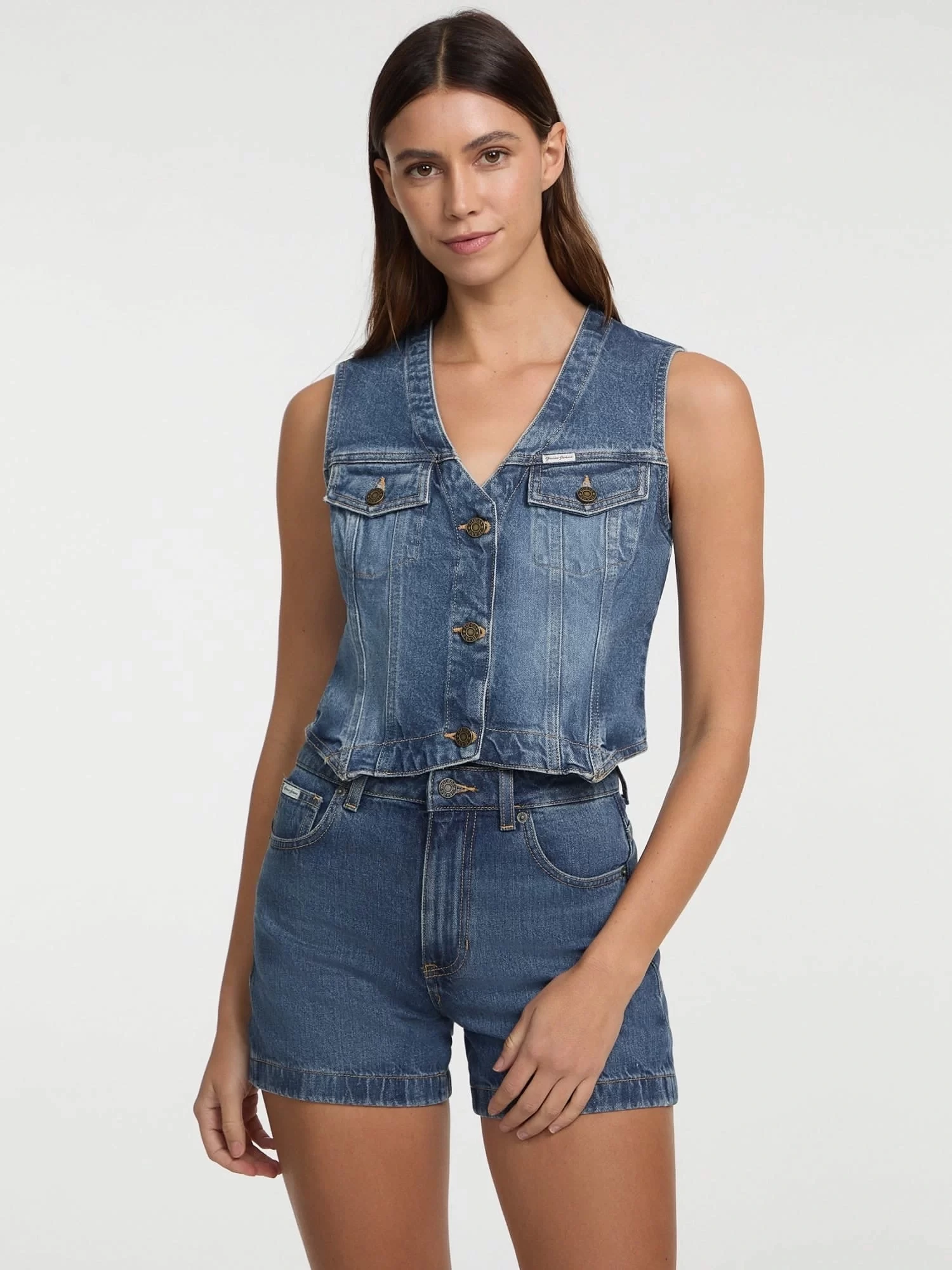 Guess jeans Gj Denım Vest Kadın Mavi Yelek W5GN74D5M46-GJUS