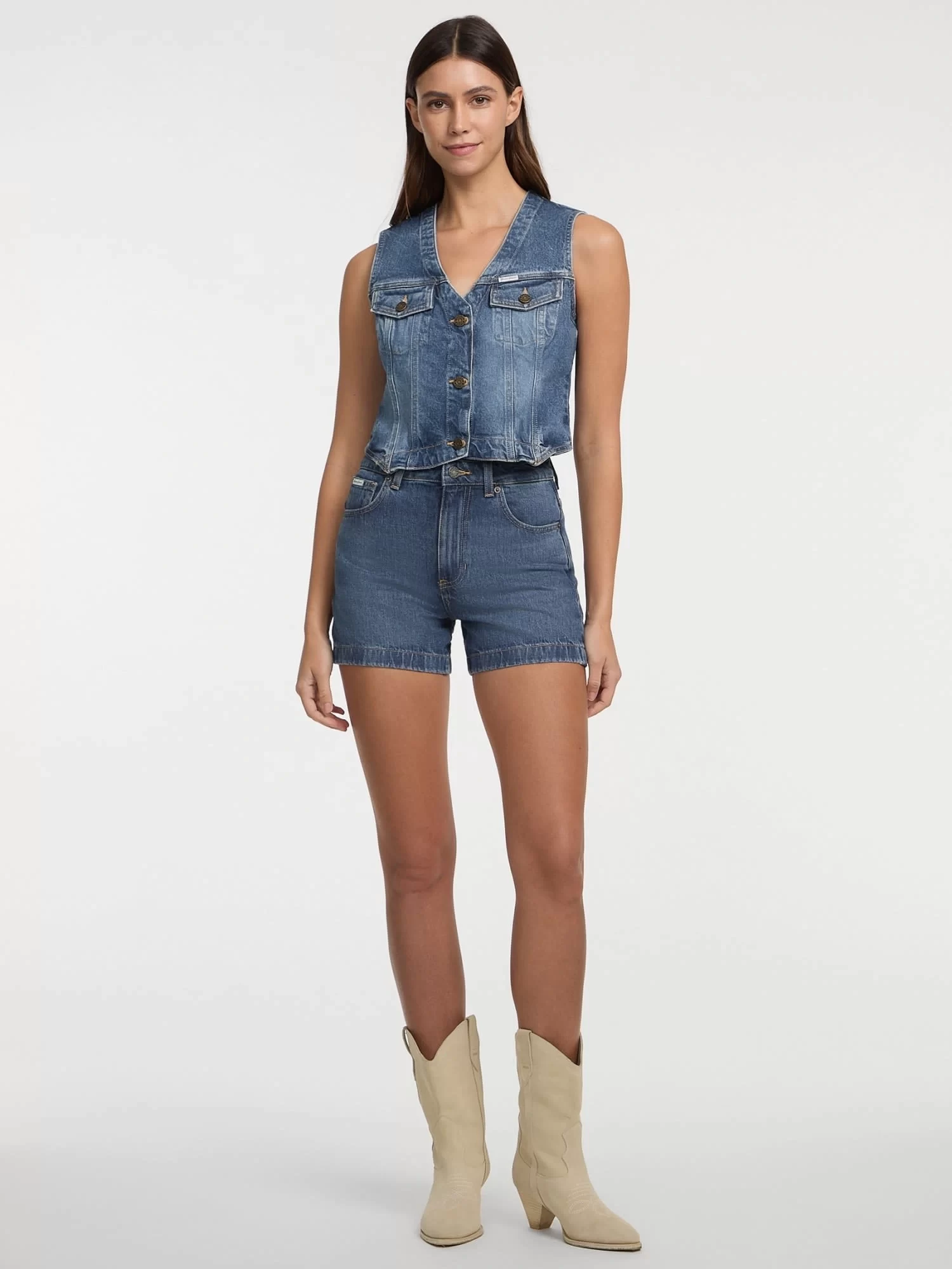 Guess jeans Gj Denım Vest Kadın Mavi Yelek W5GN74D5M46-GJUS