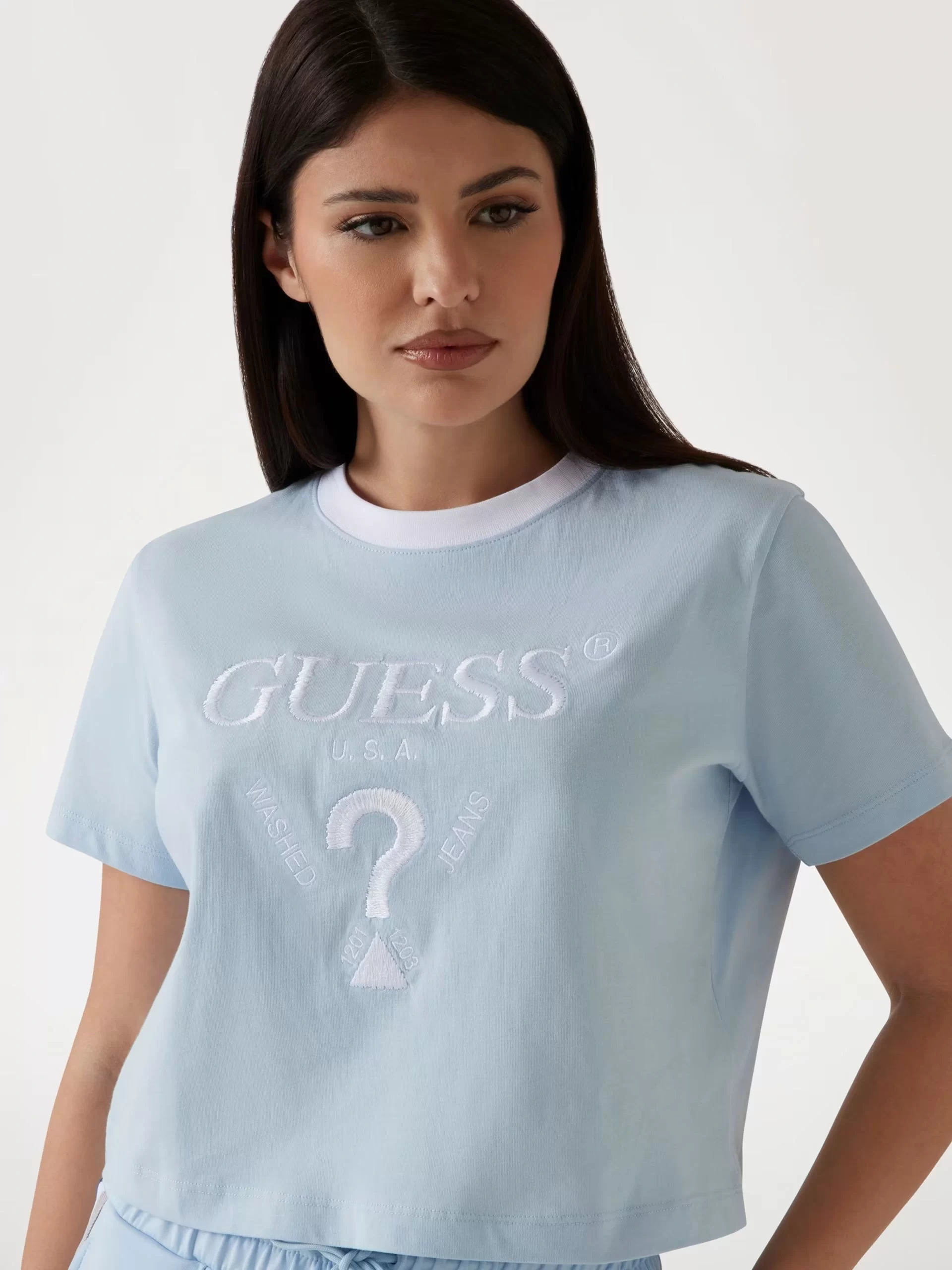 Guess Fılanta Crop Tee Kadın Mavi T-Shirt V5GI18I3Z14-G7O3