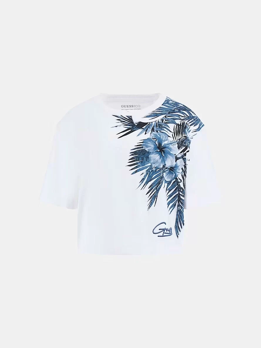Guess Cn Ss Logo Palm Prınt Tee Kadın Çok Renkli T-Shirt W5GI19K6XN4-FBBD