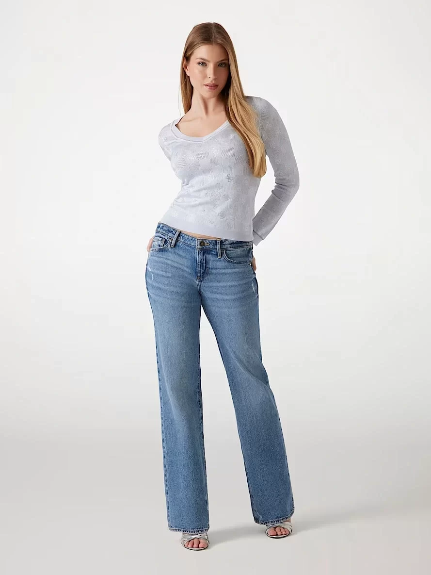Guess Rosıe 4G Vn Ls Swtr Kadın Mavi Kazak W5GR07Z3D60-A719