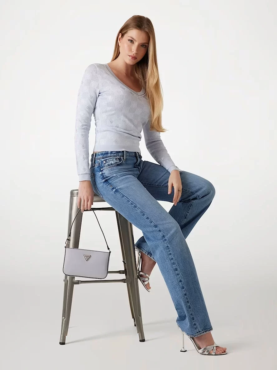 Guess Rosıe 4G Vn Ls Swtr Kadın Mavi Kazak W5GR07Z3D60-A719