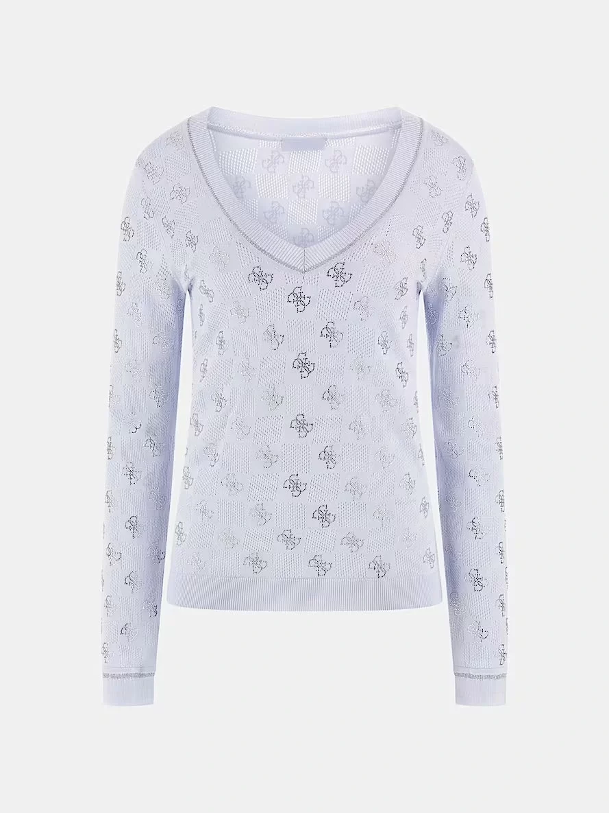 Guess Rosıe 4G Vn Ls Swtr Kadın Mavi Kazak W5GR07Z3D60-A719