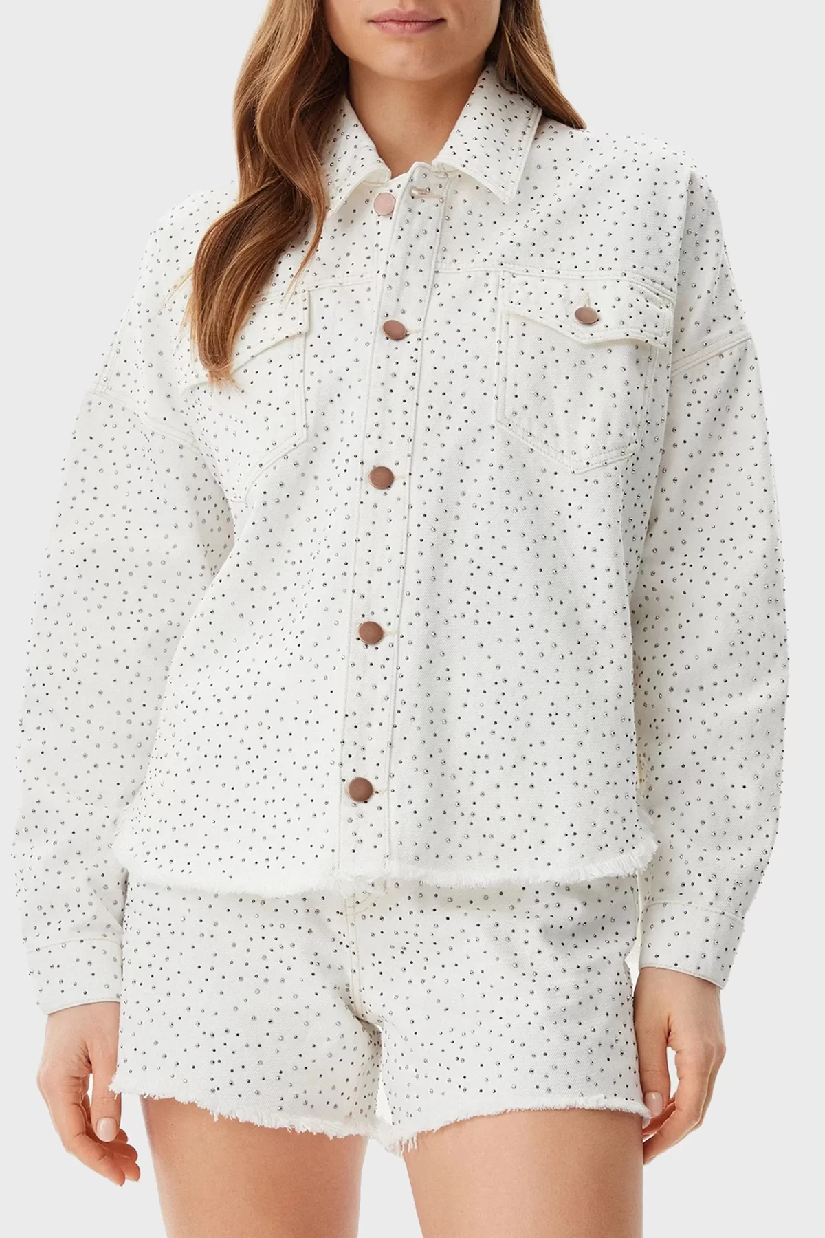 Guess Western Shacket Kadın Beyaz Ceket W5GN90D5N91-GWBL