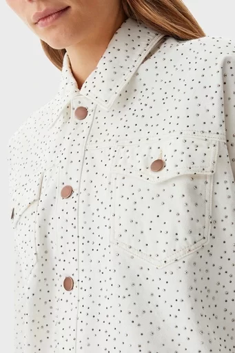 Guess Western Shacket Kadın Beyaz Ceket W5GN90D5N91-GWBL