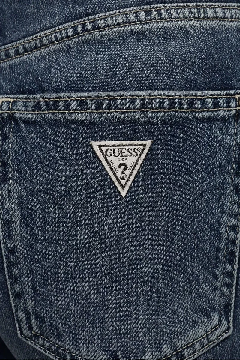 Guess Kadın Eskitme Detaylı Mom Jean Mavi Kot Pantolon