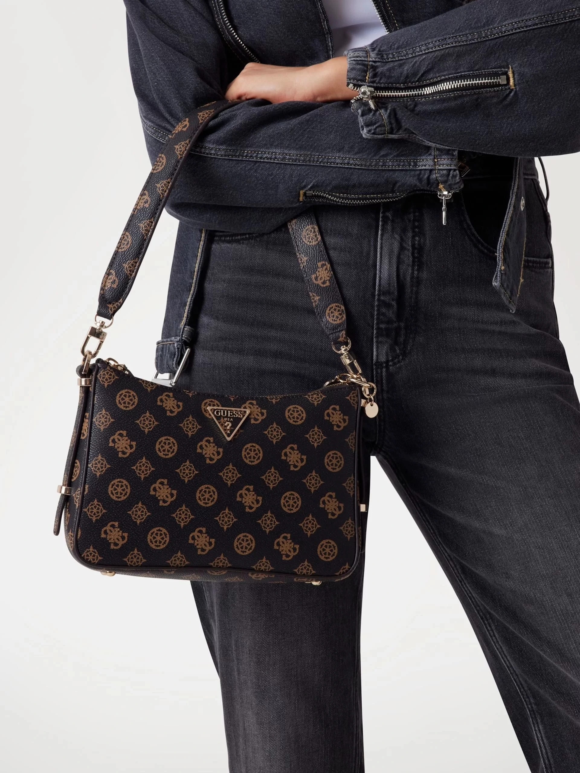 Guess Eco Erıca Top Zıp Shoulder Bag Kadın Kahverengi Omuz Çantası HWEPG951018-MLO