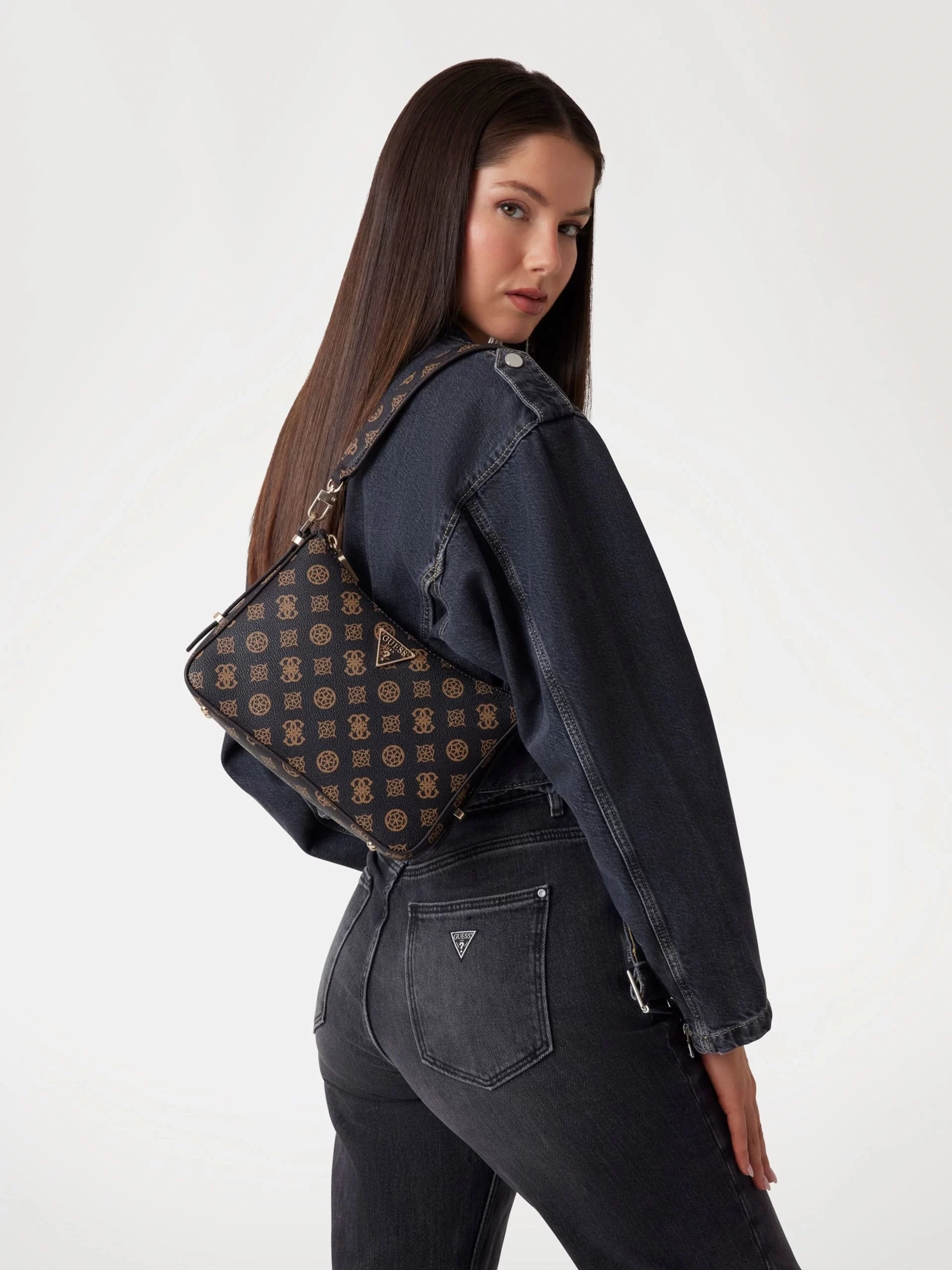 Guess Eco Erıca Top Zıp Shoulder Bag Kadın Kahverengi Omuz Çantası HWEPG951018-MLO