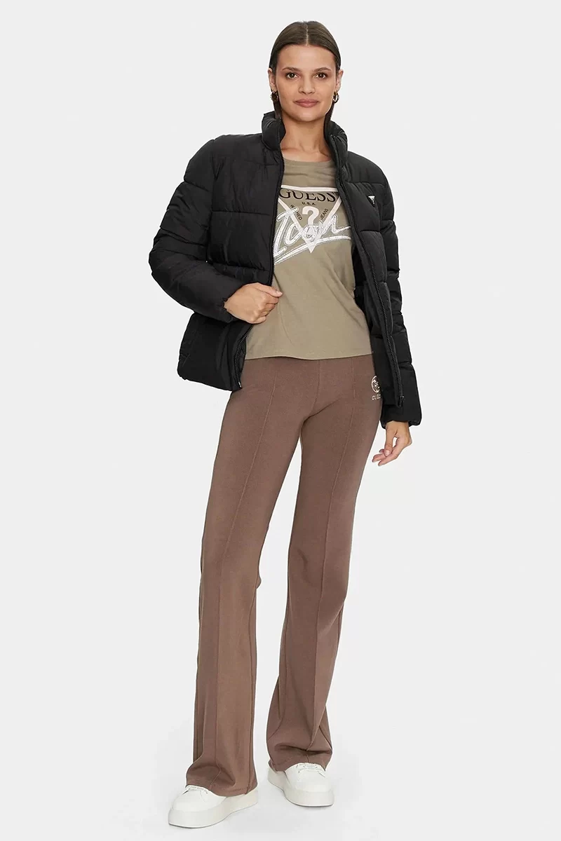 Guess New Claudıa Lıght Puffer Jacke Kadın Siyah Mont V4YL03WFUD0-JBLK