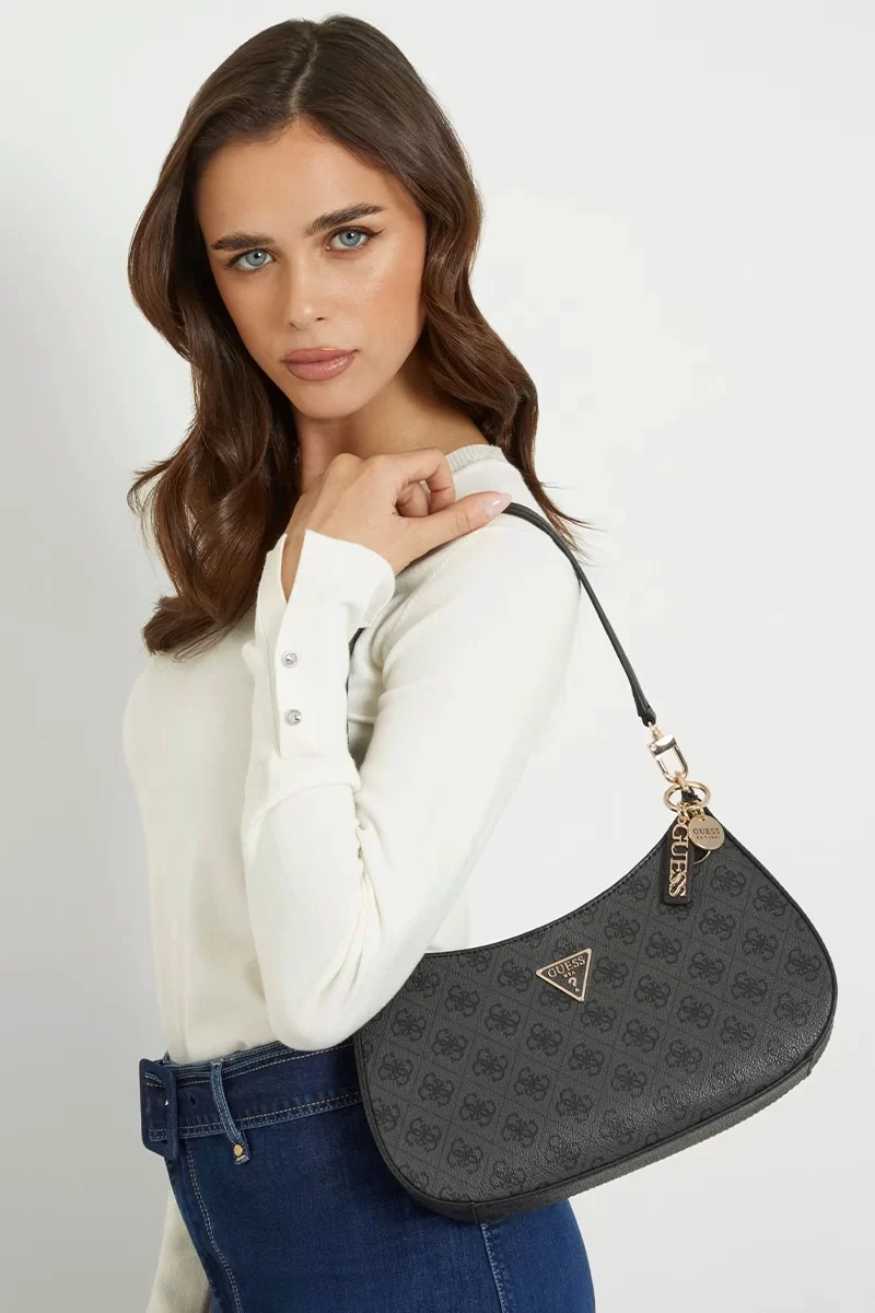 Guess Noelle Top Zıp Shoulder Bag Kadın Antrasit Omuz Çantası HWBG7879180-CLO
